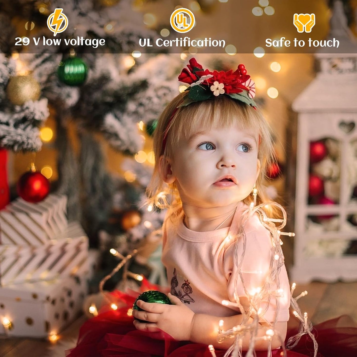 Icicle lights Outdoor - 33ft Christmas Lights with 400LED 75 Drops 8 Modes, Plug in Curtain String Lights Waterproof for Holiday Wedding Party Home Garden Bedroom Indoor Decoration, Warm White