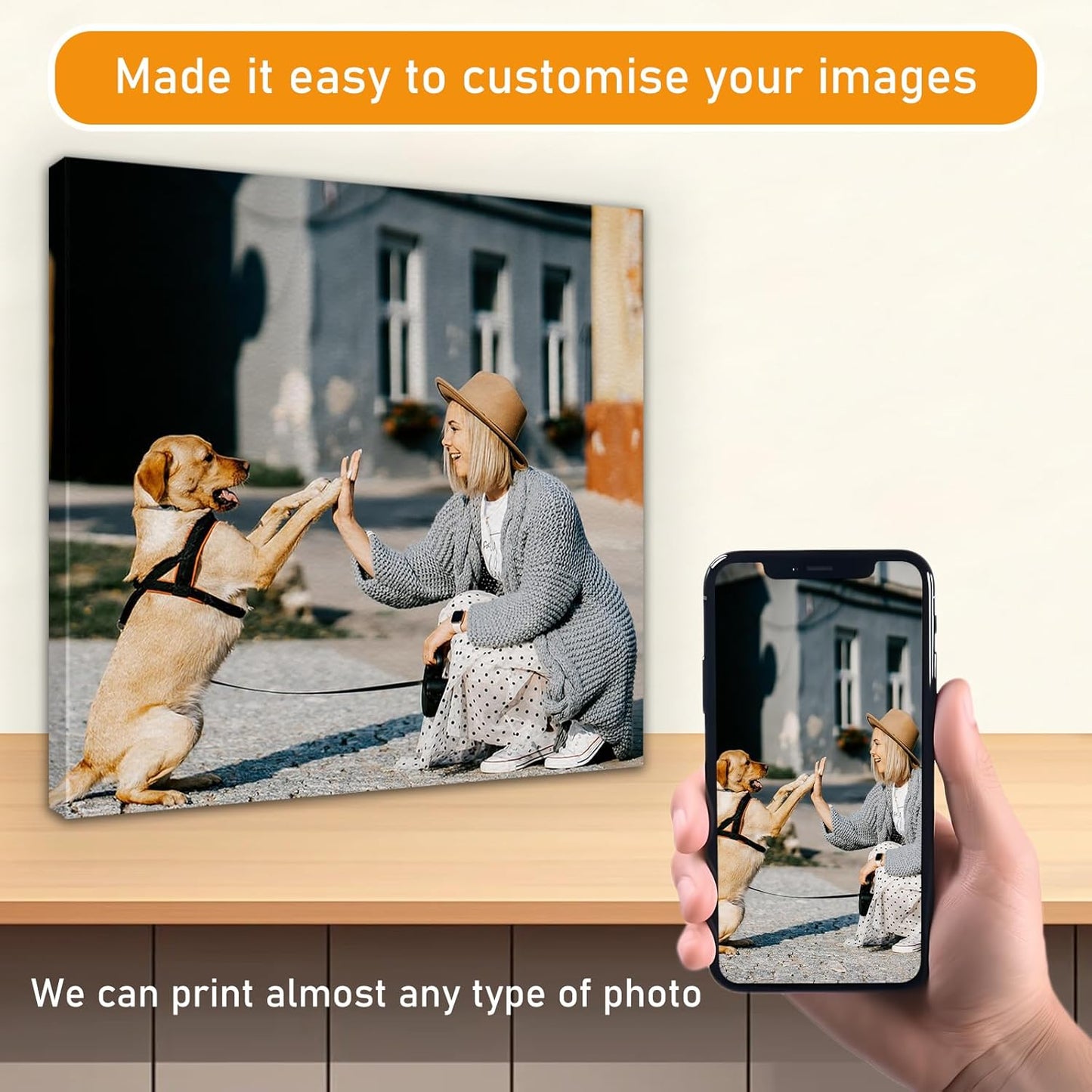 xzartdiy Custom Canvas Prints with Your Photos - Personalized Picture Print Customized Gifts for Family Home Office Wall Art Decor, Wrapped Canvas 20x30inch