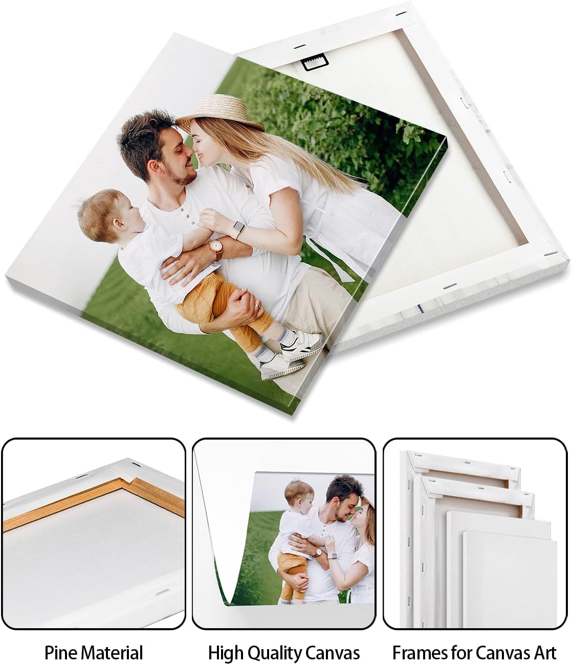 Personalized Custom Canvas Wall Art, Custom Canvas Prints with Your Photos for Living Room, Bedroom, Wedding Pet Baby Family Photo Framed Wall Art, Customized Photo Gift for Family，Friend，Lover，Pet (36L" x 36W")