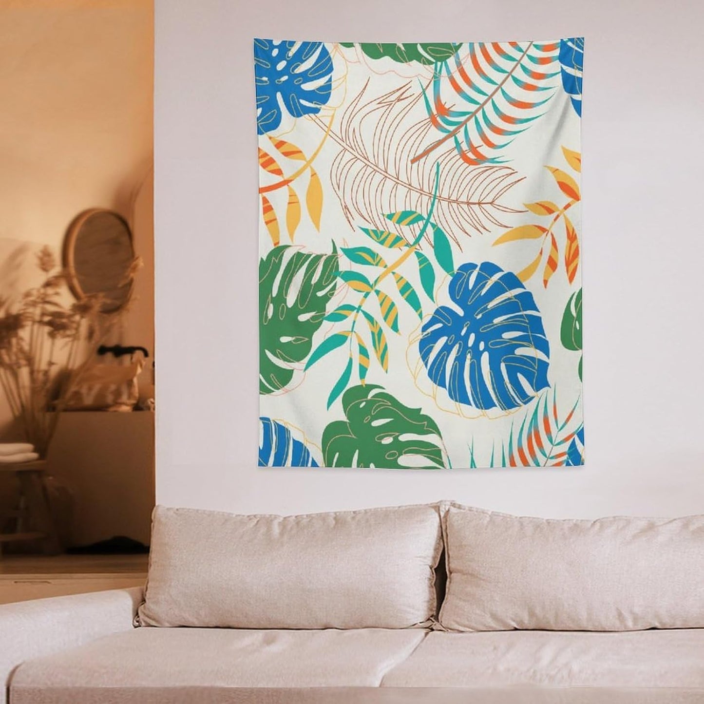 ICMOLYYENLO Tropical Green Plant Tapestry, Green Palm Leaves Natural Landscape Print Wall Tapestry for Bedroom Living Room Dormitory 30x40 Inch