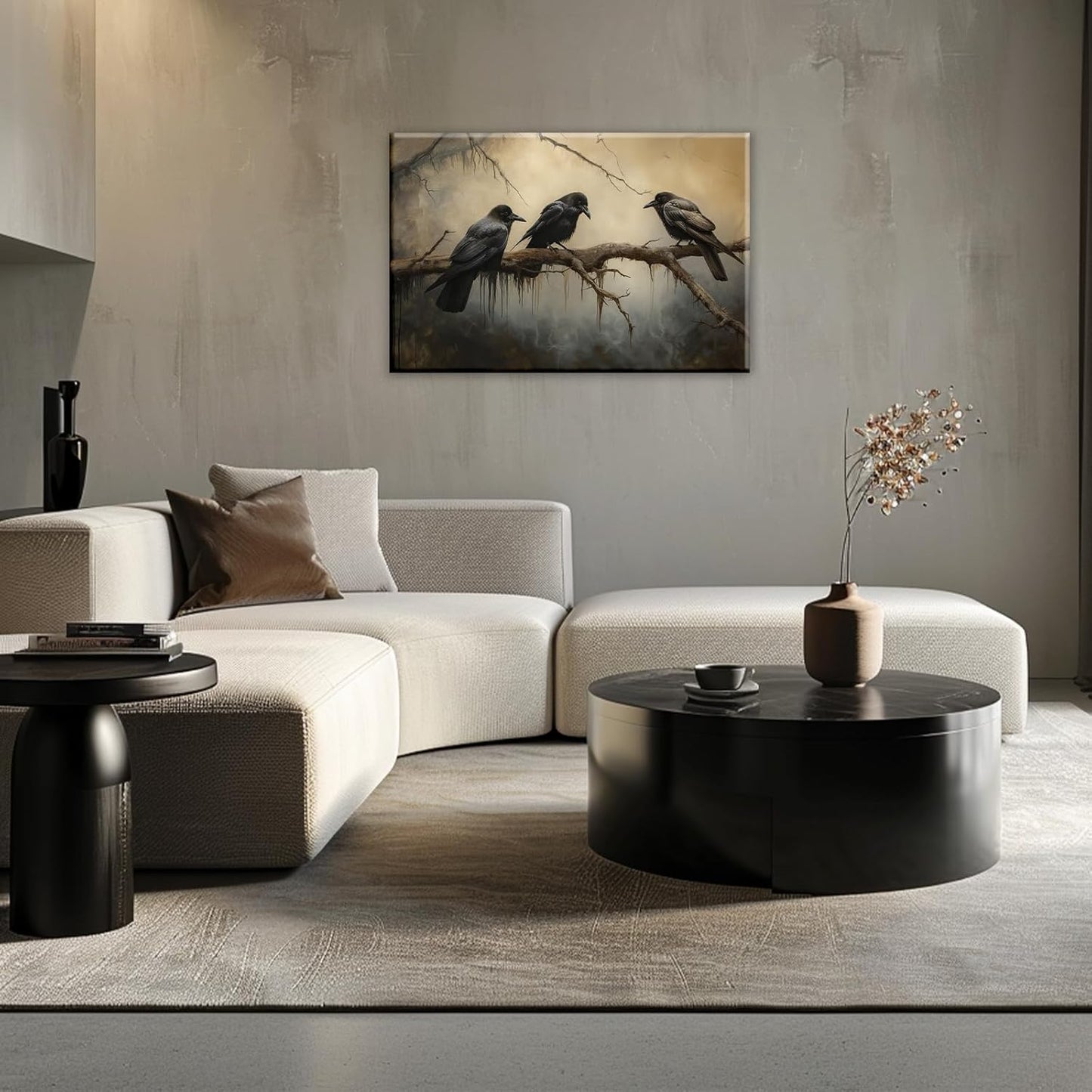 OAAPITI Halloween Decor Vintage Crow Wall Art Retro Art Poster Creepy Raven Picture Print Horrid Cemetery Painting Artwork Home Wall Decor(Artwork-4,20"x30")