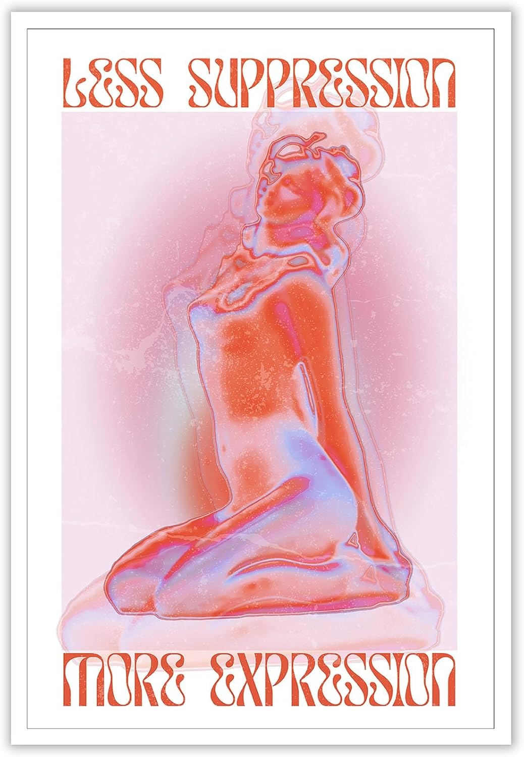 Spiritual Affirmation Art Poster Pink Woman Canvas Wall Art Aesthetic Pictures Sexy Woman Prints Painting Trendy Gradient Aesthetic Wall Decor Living Room Bedroom 16x24in Unframed