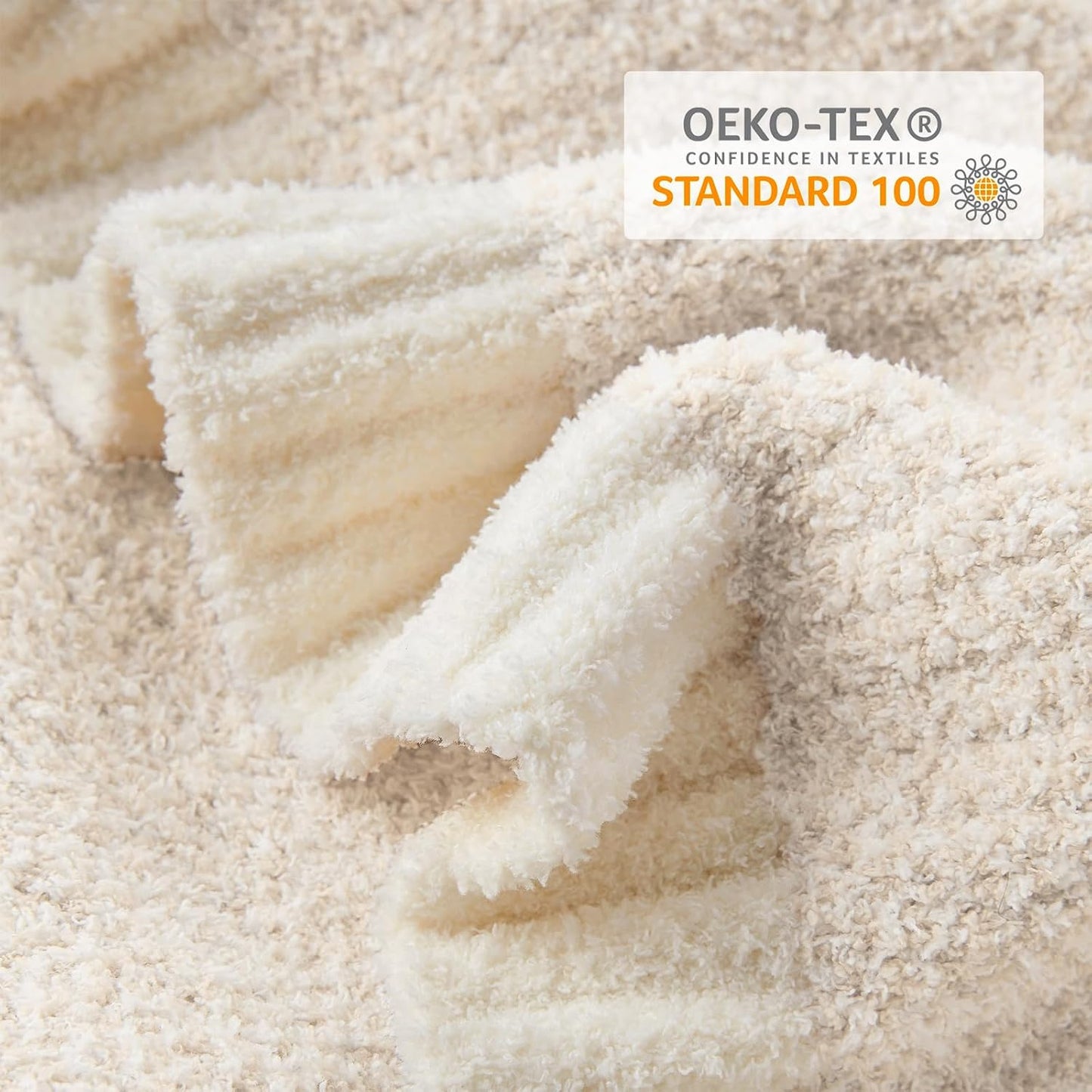 Snuggle Sac Buttery Ivory Bedding Blankets Twin Size 60x80, Super Soft Blankets Warm Cozy Knit Fuzzy Plush Blanket for Sofa, Bed, Living Room, Heather Ivory, 60x80 inches