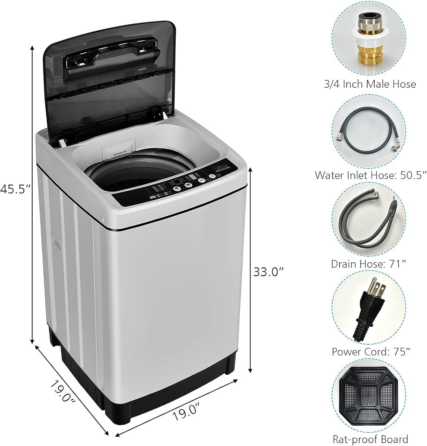 Giantex Full Automatic Washing Machine, 2 in 1 Portable Laundry Washer 1.5Cu.Ft 11lbs Capacity Washer and Spinner Combo 8 Programs 10 Water Levels Energy Saving Top Load Washer for Apartment Dorm