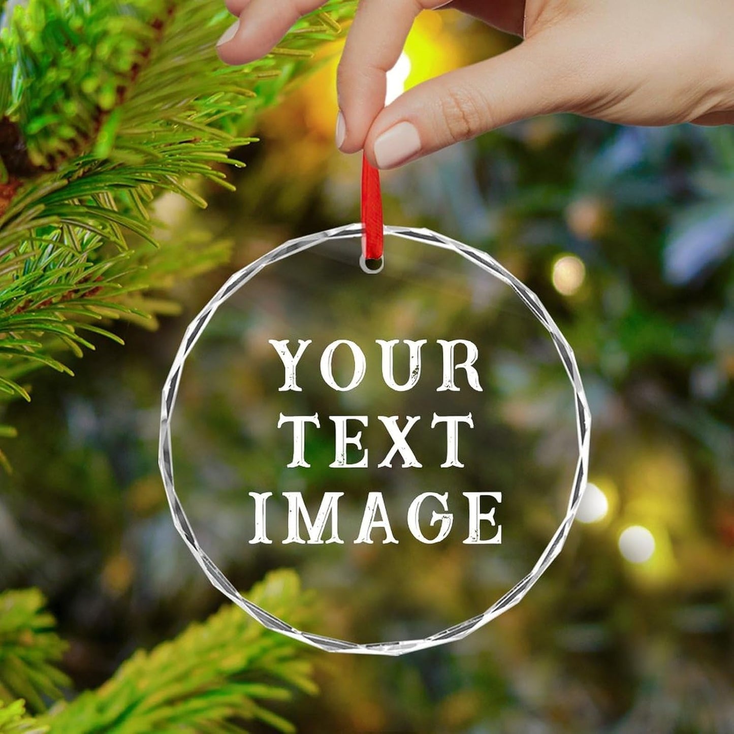 Personalized Christmas Ornaments - Custom Picture & Text Ornaments for Christmas 2024, Baby's 1st Christmas Ornament with Picture for Xmas Tree Custom Gifts for Family, Mom, Dad, Friend (Glass)