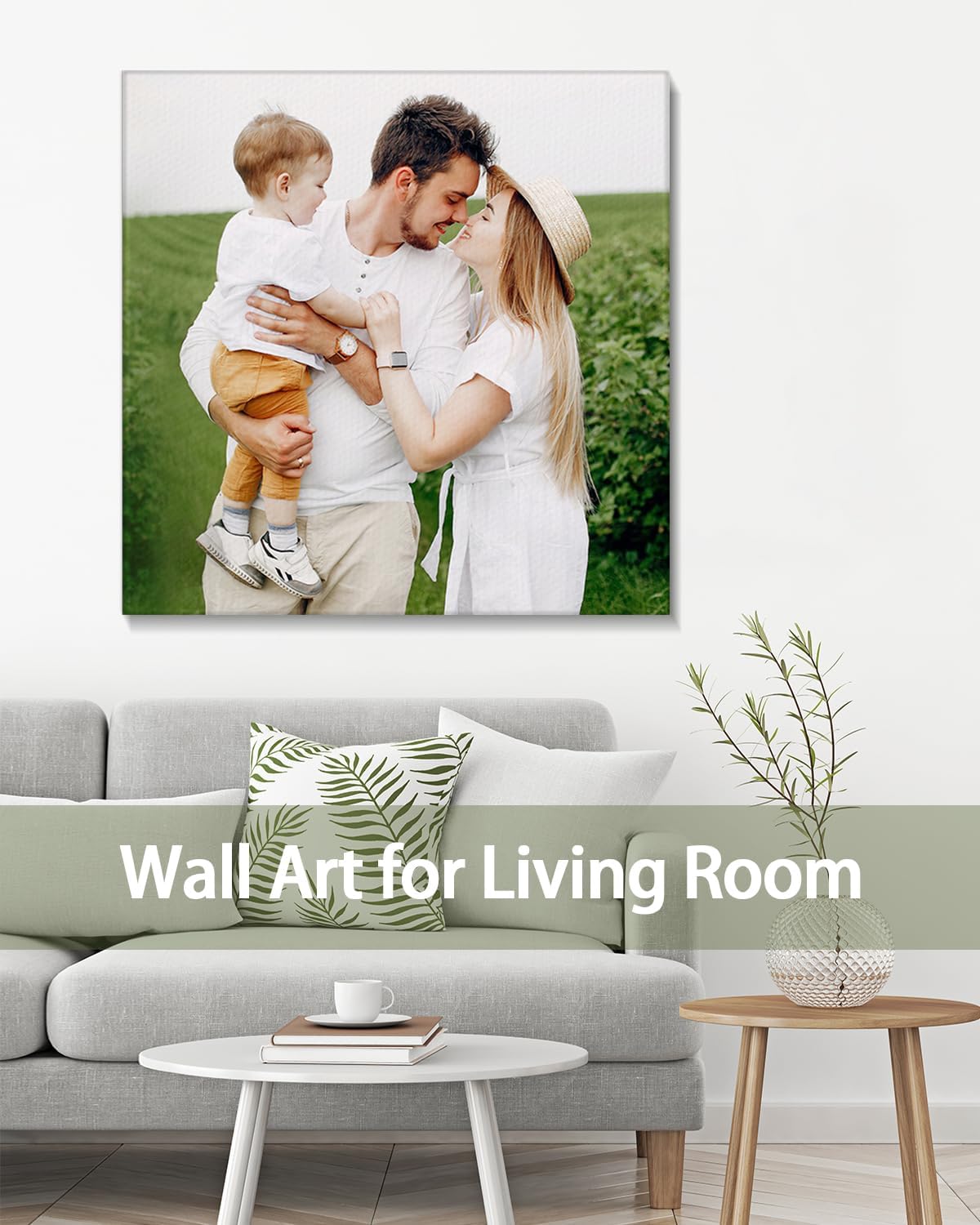 Personalized Custom Canvas Wall Art, Custom Canvas Prints with Your Photos for Living Room, Bedroom, Wedding Pet Baby Family Photo Framed Wall Art, Customized Photo Gift for Family，Friend，Lover，Pet (36L" x 36W")