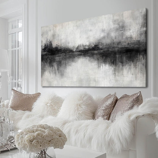 Pictures for Living Room Wall Decoration Black Wall Decor Dining Room Abstract Canvas Wall Art White Home Decor Black And Grey Office Artwork 20"x40"