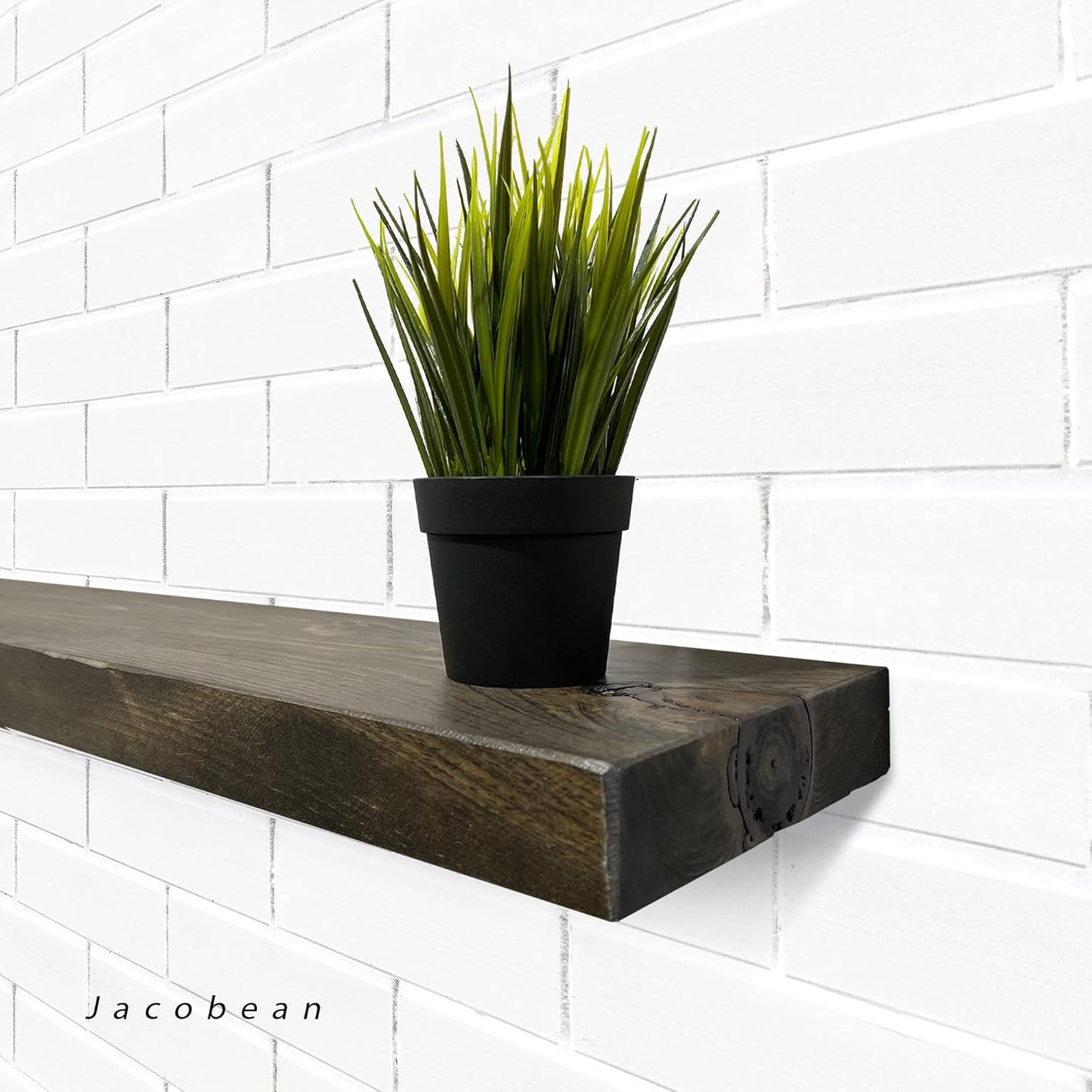 URBANDI, Rustic Floating Shelves, Set of 2, Hidden Bracket, Solid Wood, Heavy Duty, Wall Mounted Shelves, (Dark Brown, 24Wx10D)