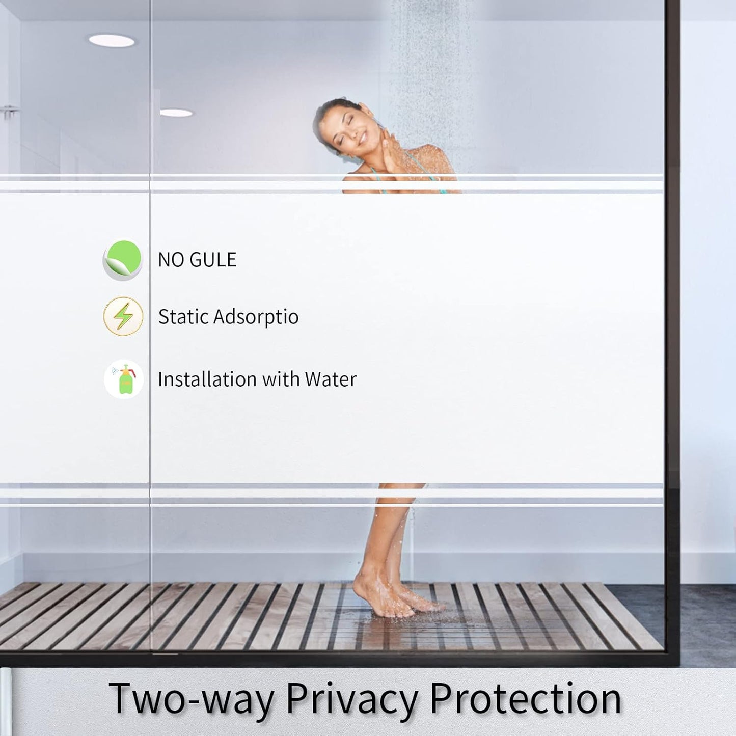 Frosted Glass Window Film with Tools,Reusable Window Privacy Film,Static Clings Window Film Kit for Home Bathroom and Office. (White, 29.6Inch×196.9Inch)