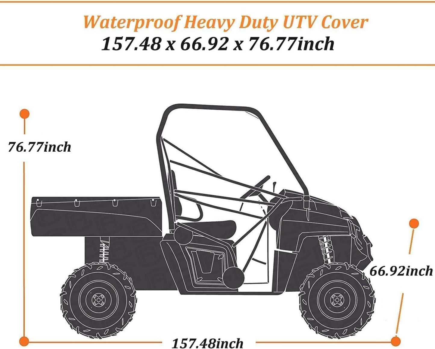 NEVERLAND UTV Covers Heavy Duty - Side by Side Cover Waterproof 300D Outdoor Storage Waterproof Black Compatible with Polaris Ranger Can am Yamada Protection 157.48"x 66.92"x 76.77"(400x170x195cm)