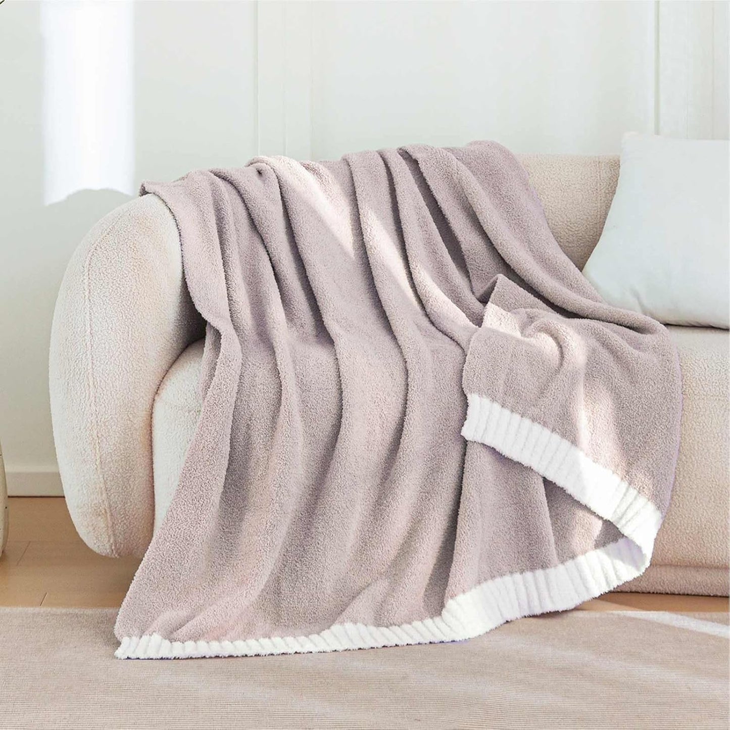 Soft Fuzzy Throw Blanket - Light Grey Cozy Warm Knit Fluffy Plush, Lightweight & Breathable, Throw for Bed, Chair, Sofa, Couch, Outdoor, 60"X80", Oeko-TEX Certified