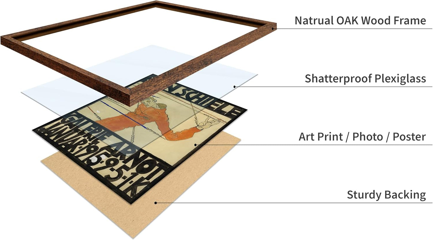 Poster Master Vintage Painting Poster - Retro Expressionism Print - Self Portrait as the Martyred St Sebastian - Gift for Artist, Friend - Wall Decor for Home, Office, 16x20 Brown Framed