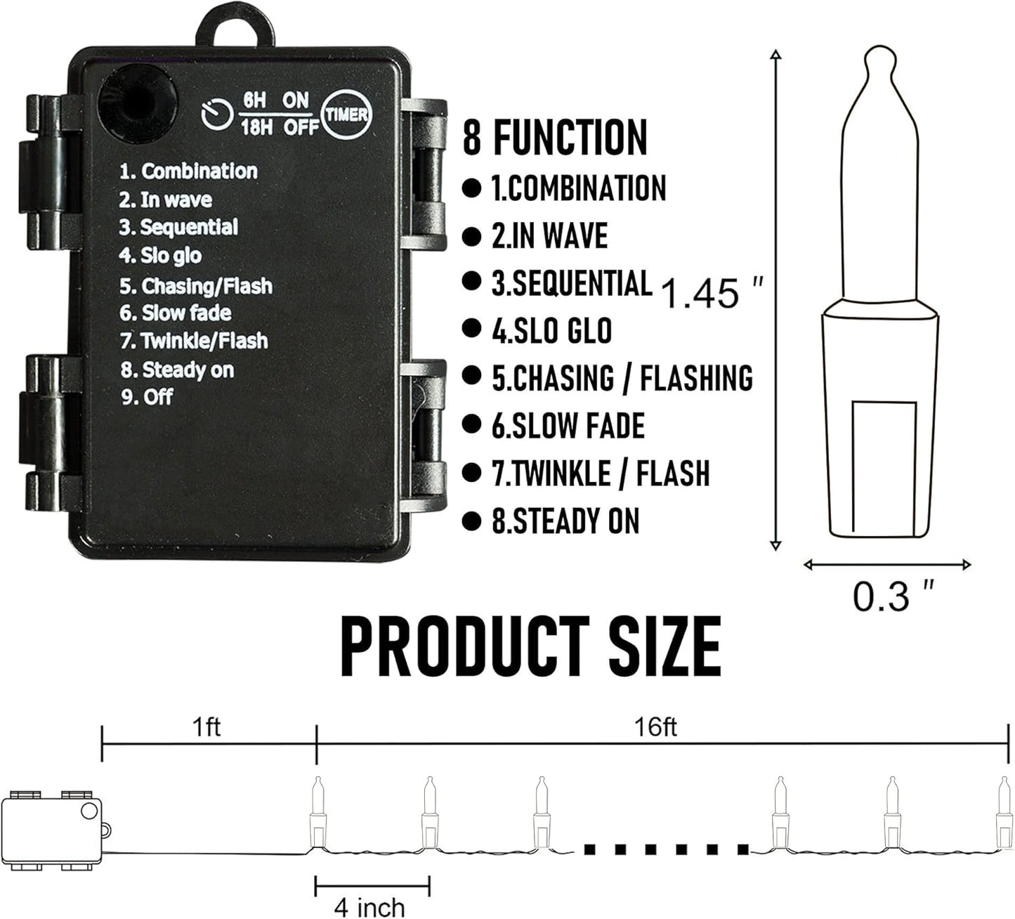 Dazzle Bright Purple and Orange Battery Operated 50 LED 16FT Waterproof Mini String Lights with 8 Modes - Indoor/Outdoor Halloween Decorations