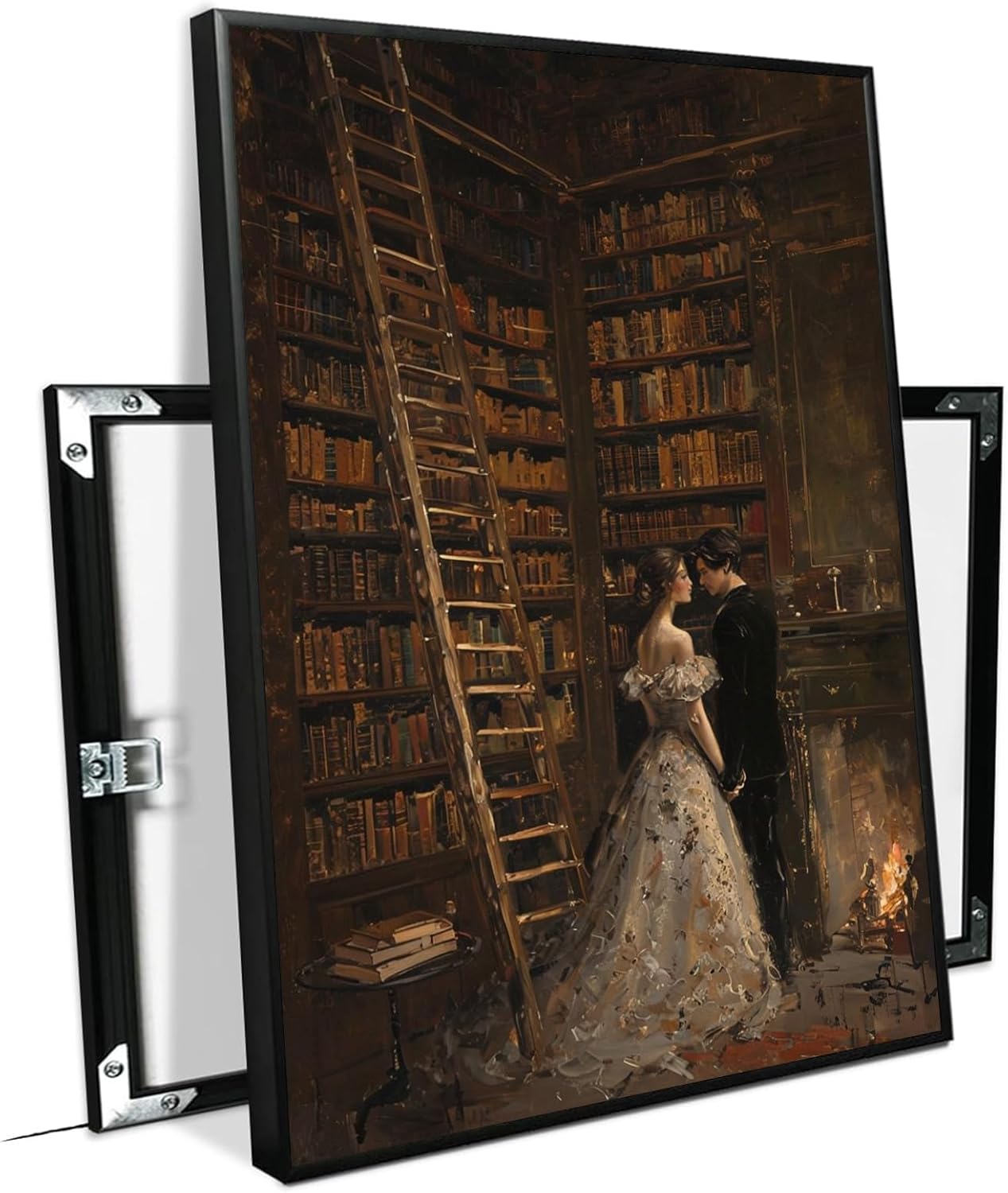JFHCQJPK Gothic retro library scene decoration melancholy calm art college style wall aesthetic antique style home decoration suitable for bedroom living room8x12in Metal blackFramed