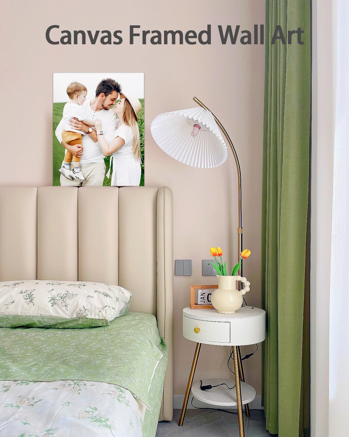 Personalized Custom Canvas Wall Art, Custom Canvas Prints with Your Photos for Living Room, Bedroom, Wedding Pet Baby Family Photo Framed Wall Art, Customized Photo Gift for Family，Friend，Lover，Pet