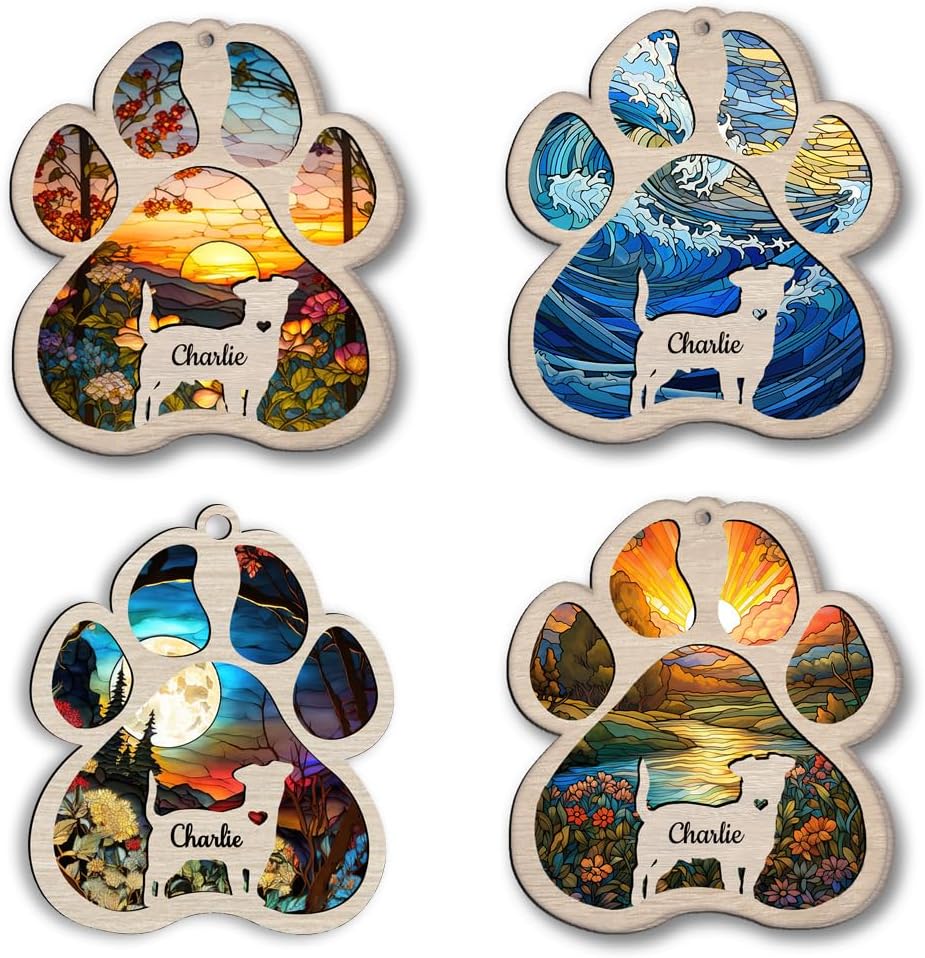 Personalized Irish Wolfhound Suncatcher Dog Memorial Gifts, Custom Irish Wolfhound Ornament Christmas Tree, Pet Remembrance Gift, Loss of Dog Sympathy Gift, Pet Loss Suncatcher