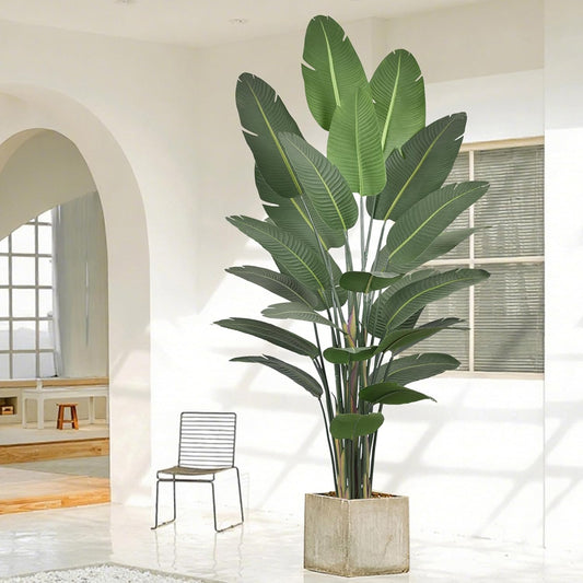 Artificial Bird of Paradise Plant 9ft Tall Fake Silk Banana Leaf Tropical Trees with 25 Leaves Faux Floor Plant for Home Decor Indoor, 106 Inch