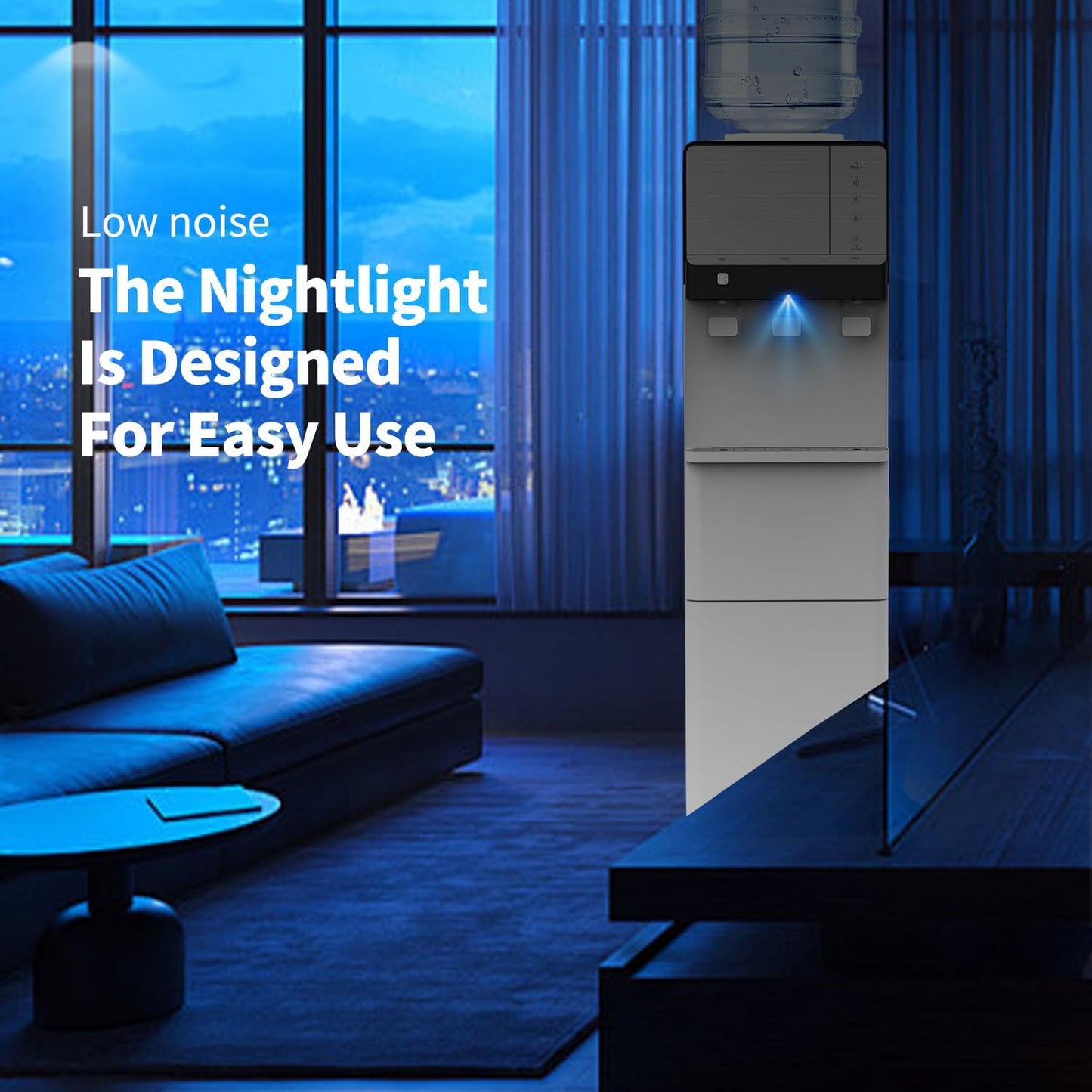 IKT 3 in 1 Water Cooler Dispenser with Ice Maker for 5 Gallon Bottle 27 lbs in 24 hrs 3 Temperature Night Light Perfect for Home Office White