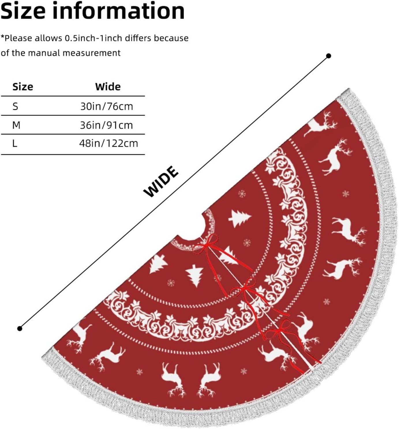 Custom Christmas Tree Skirt with Name, Personalized Holiday Xmas Tree Decor Gifts for Party Family Home, 30" - 48", Deer Pattern