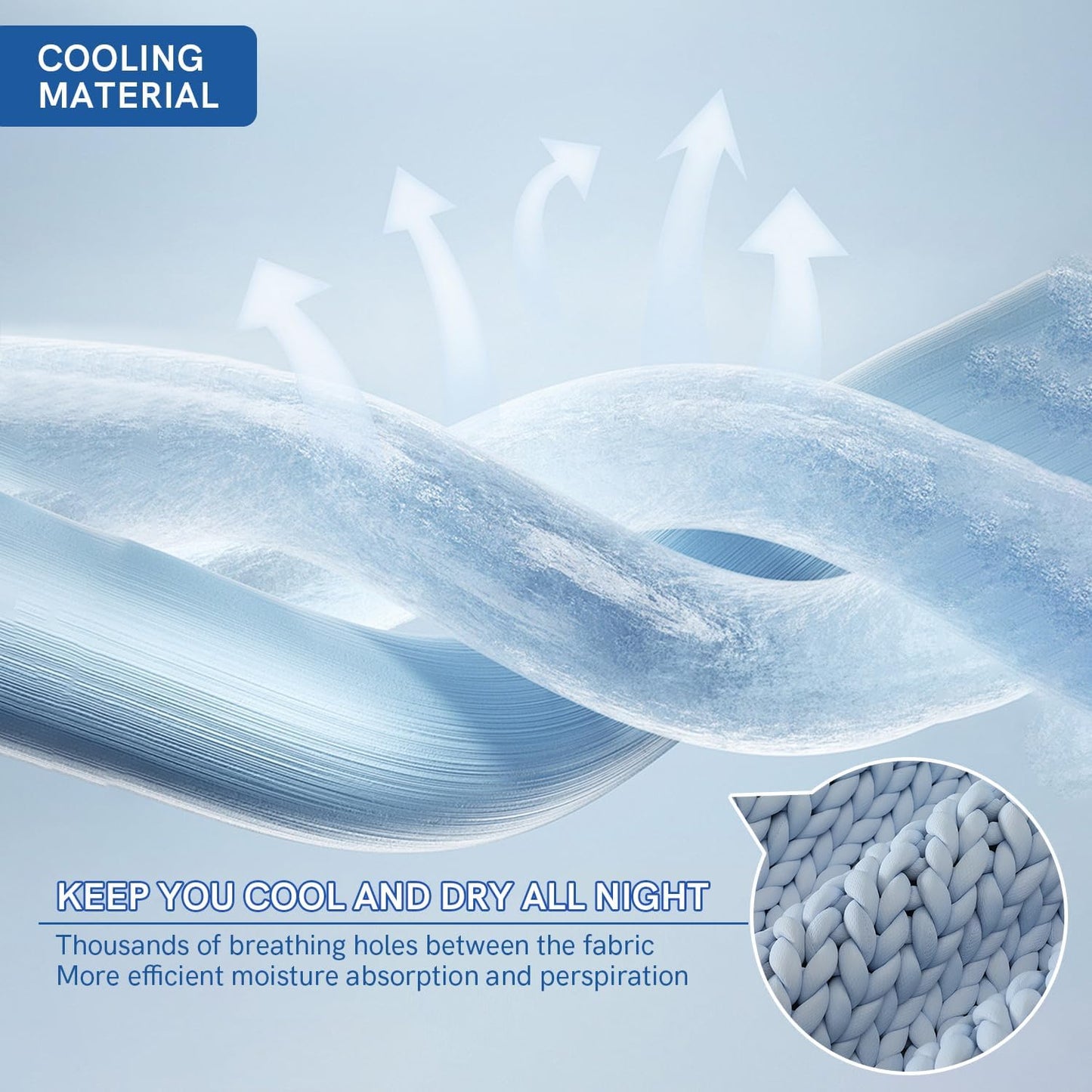 YnM Cooling Chunky Throw Blanket, Medium-Weight, Hand Knitted, Skin Friendly, Ventilated and Breathable, Machine Washable, Home Décor Piece for Couch, Sofa and Bed (Azure Blue, 60x80 Inch)