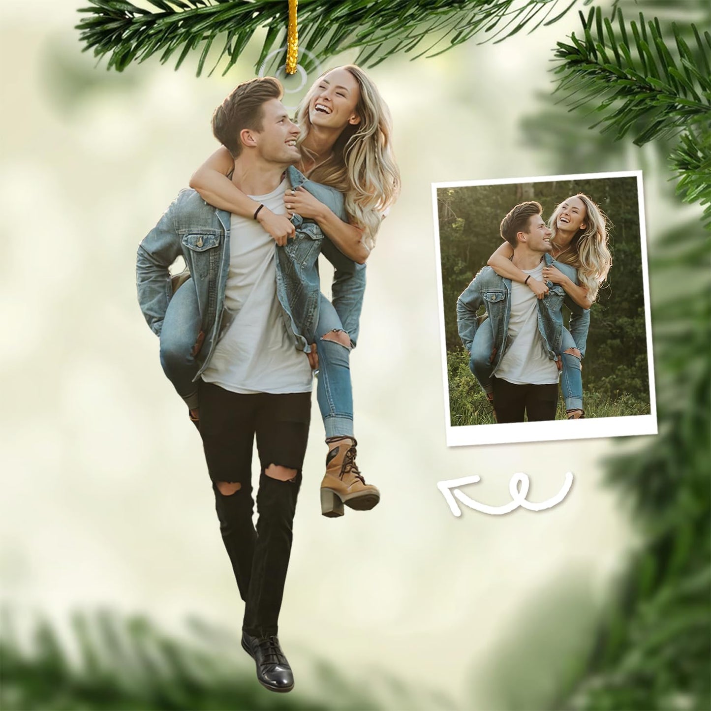 DOPTIKA Personalized Photo Ornament, 2D Christmas Ornaments Gifts for Couples 2025, Personalized Christmas Ornaments 2025, Couple Gifts for Husband Wife Boyfriend Girlfriend, Photo Ornament