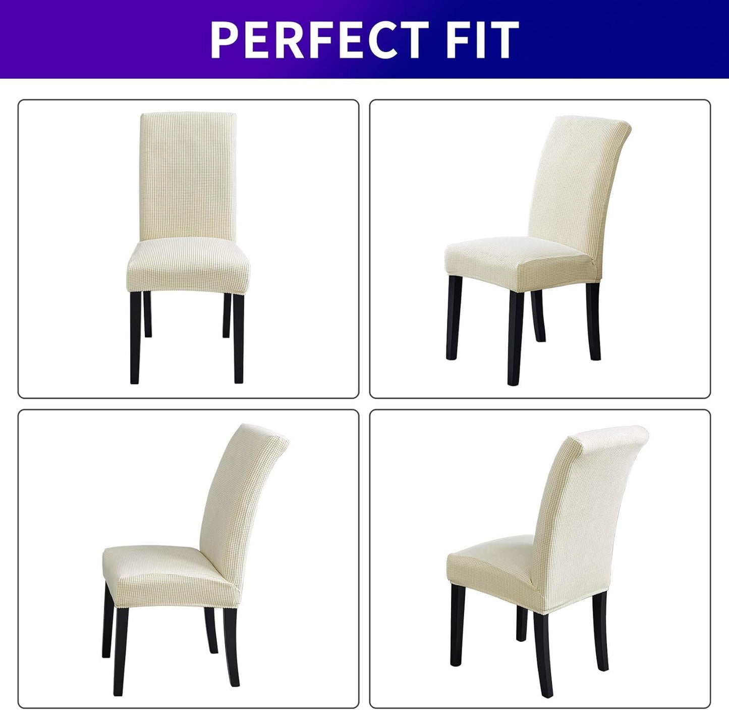 Howhic Stretch Chair Covers for Dining Room Set of 6, Removable Washable Dining Room Chair Covers, Dining Chair Slipcovers Seat Protector, Great for Home and Banquet Decoration (Ivory, 6 Pack)