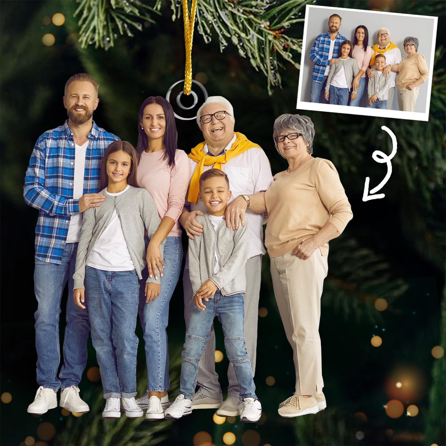 DOPTIKA Custom Photo 2D Acrylic Ornament 2025, Birthday Gifts for Family Members, Christmas Decor, Personalized Funny Family Ornaments for Christmas Tree Hanging, Gifts for Mom Dad