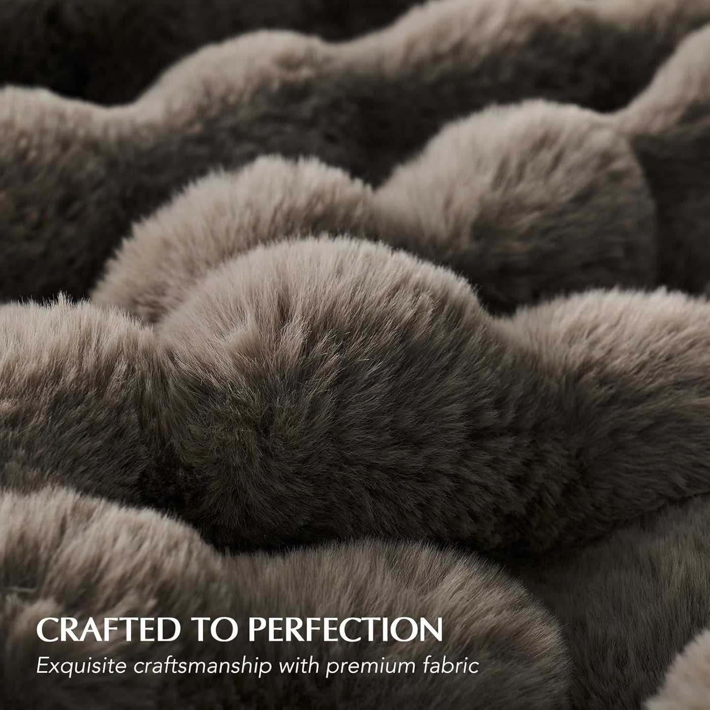 EVERGRACE Ultra Soft Luxury Fluffy Faux Rabbit Fur Throw Blanket, Thick Warm Fuzzy Blankets for Bed, Cozy Plush Reversible Blanket for Couch, Chair, Sofa, Dark Taupe, 60x80 Inches, 870 GSM