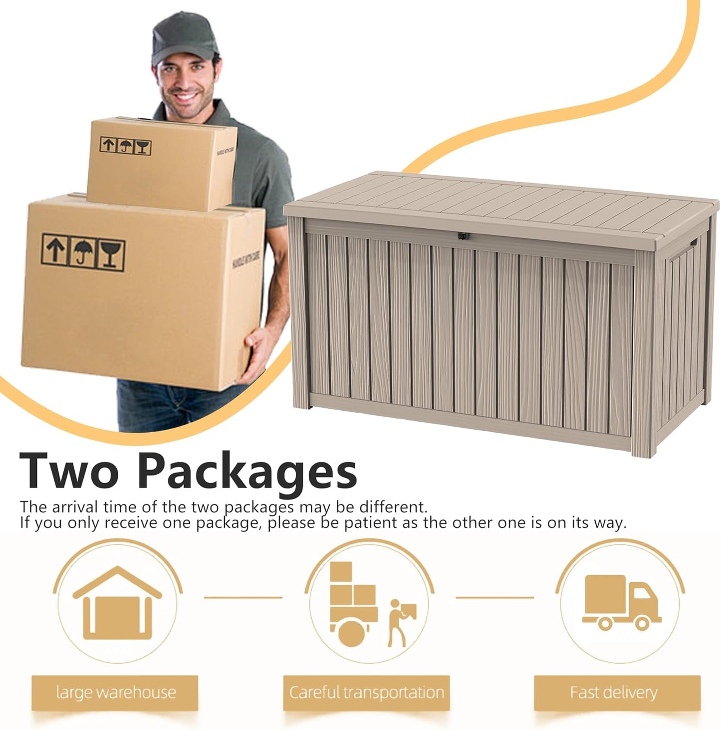 DRATO 180 Gallon Deck Box, Waterproof Resin Large Outdoor Storgae Box for Patio Furniture, Patio Cushions, Gardening Tools, Pool and Sports Supplies, Lockable