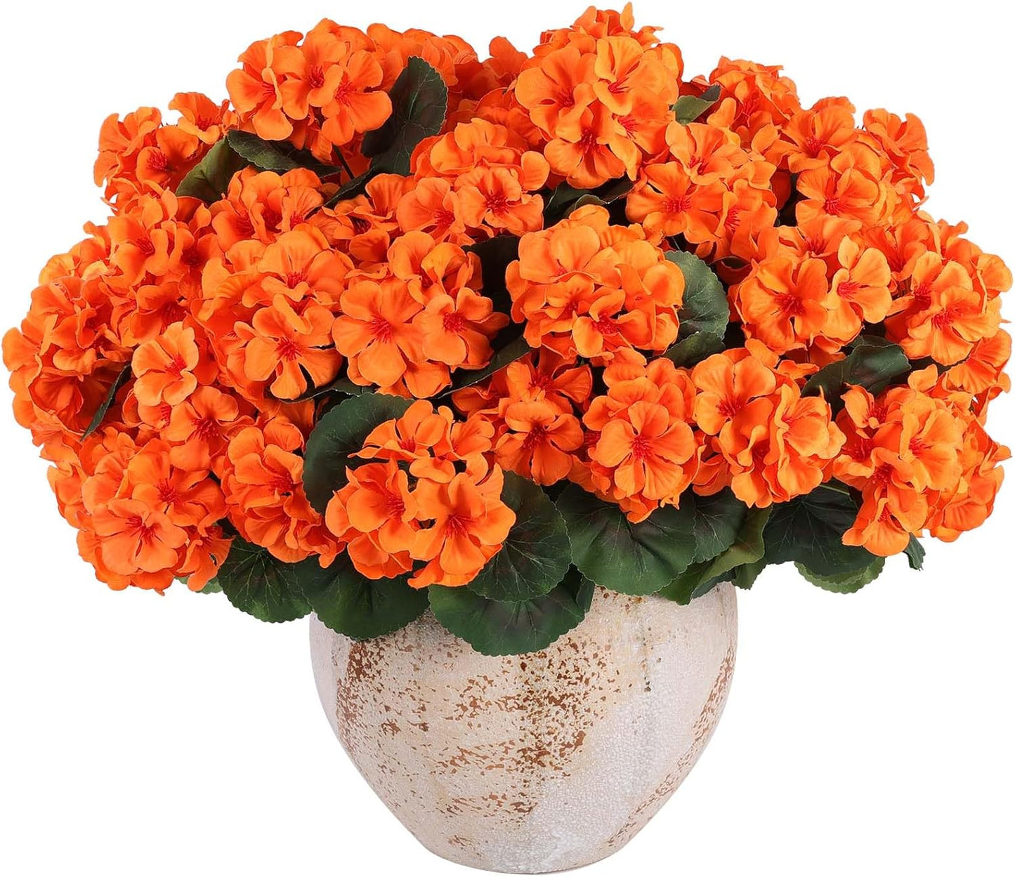 Hananona 6 Bundles Artificial Geranium Flowers for Outdoors Orange Silk Geranium Flowers Outdoor UV Resistant Plants Faux Fall Flower for Home Kitchen Autumn Table Centerpieces Decor (6, Orange)