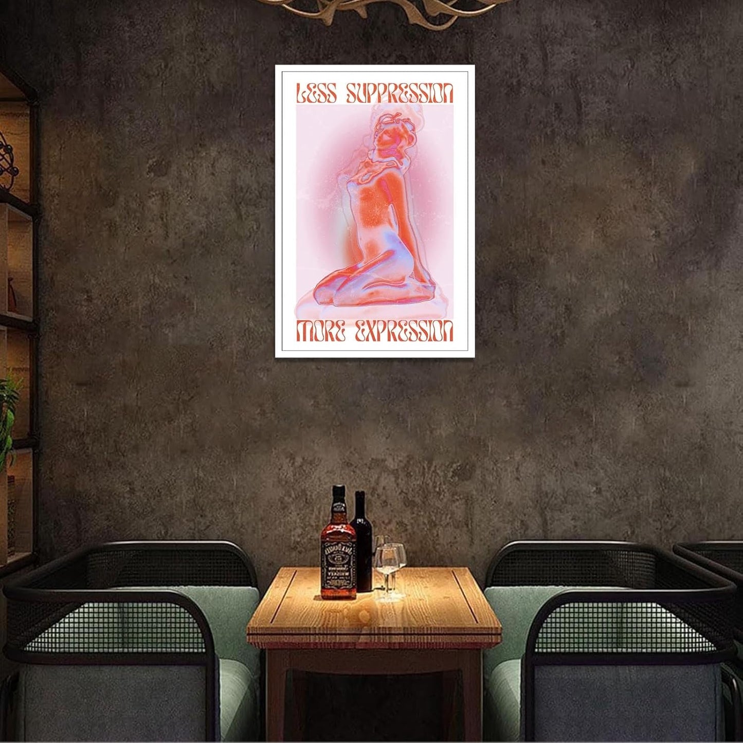 Spiritual Affirmation Art Poster Pink Woman Canvas Wall Art Aesthetic Pictures Sexy Woman Prints Painting Trendy Gradient Aesthetic Wall Decor Living Room Bedroom 12x16in Unframed