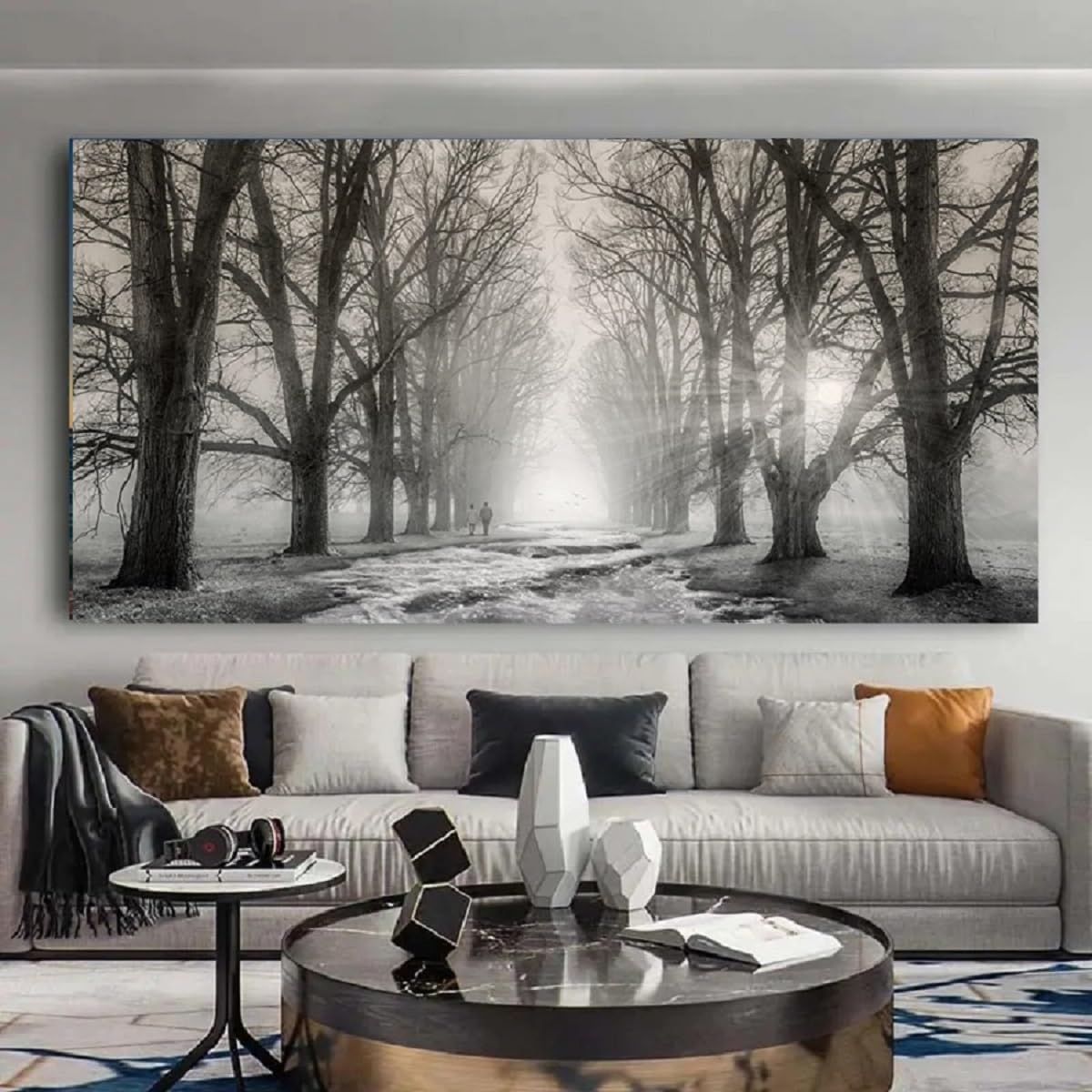 Bamdeya Wall Art Bedroom Black and White Wall Decor Forest Wall Pictures Tree Canvas Prints Art Landscape Painting Modern Artwork For Wall Art Living Room Kitchen Office Decor Home Decorations