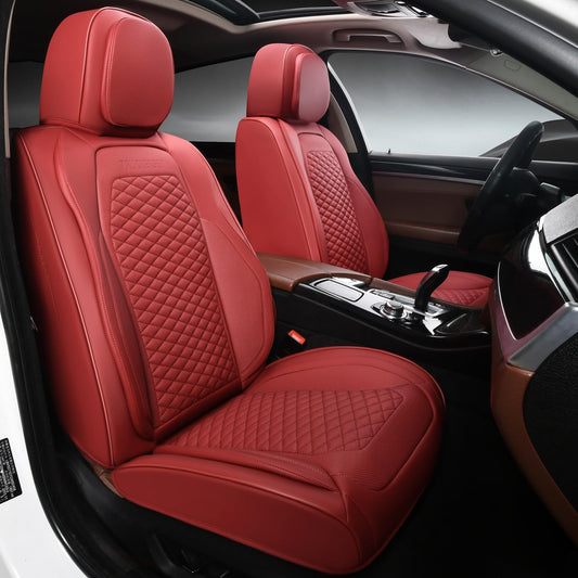 2 Packs Car Seat Covers Leather Car Seat Covers Universal Seat Covers for Car, SUV,Truck (Burgundy)