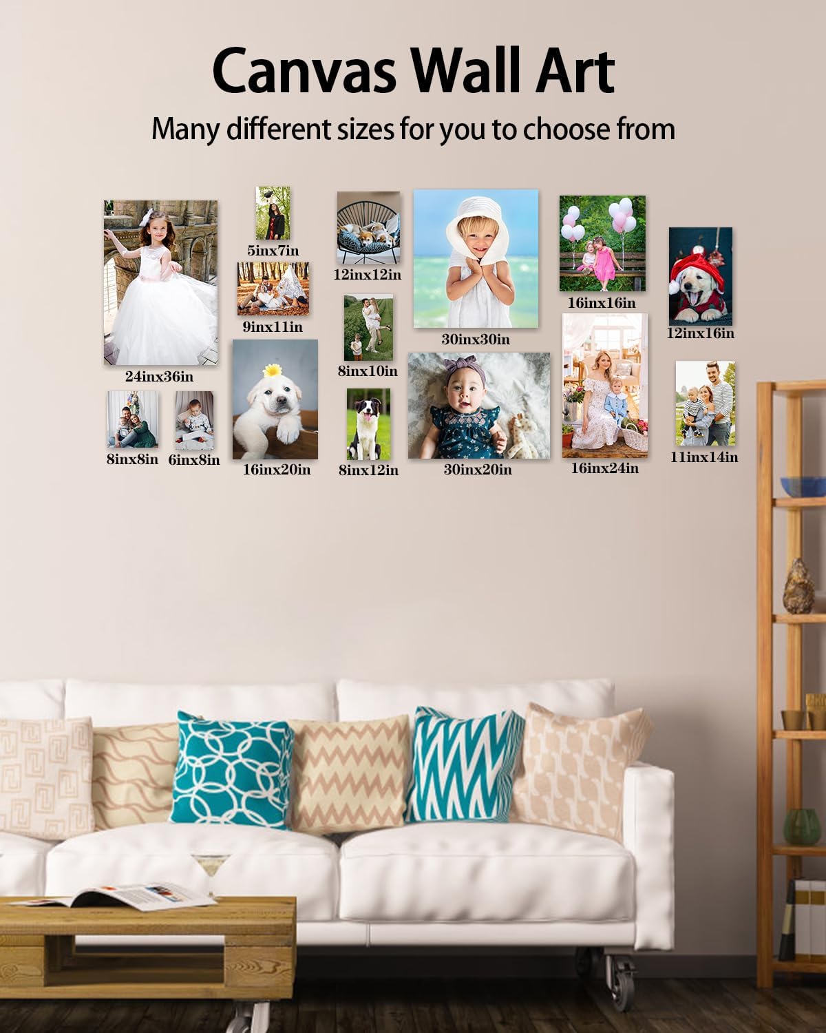 AbcCustomize Canvas Prints with Your Photos, Personalized Photo To Canvas Print for Bedroom, Living Room, Farmhouse Office Decor,Custom Canvas Wall Art for Gifts & Keepsakes, Ready to Hang