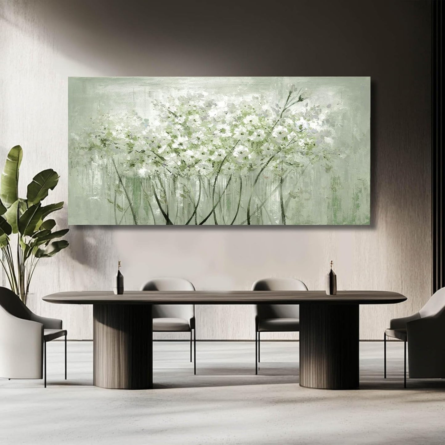 MLART99 Green and White Wall Art Home Decor Wildflower Wall Decorations Canvas Prints 29"x58" Nature Decor for Office Kitchen