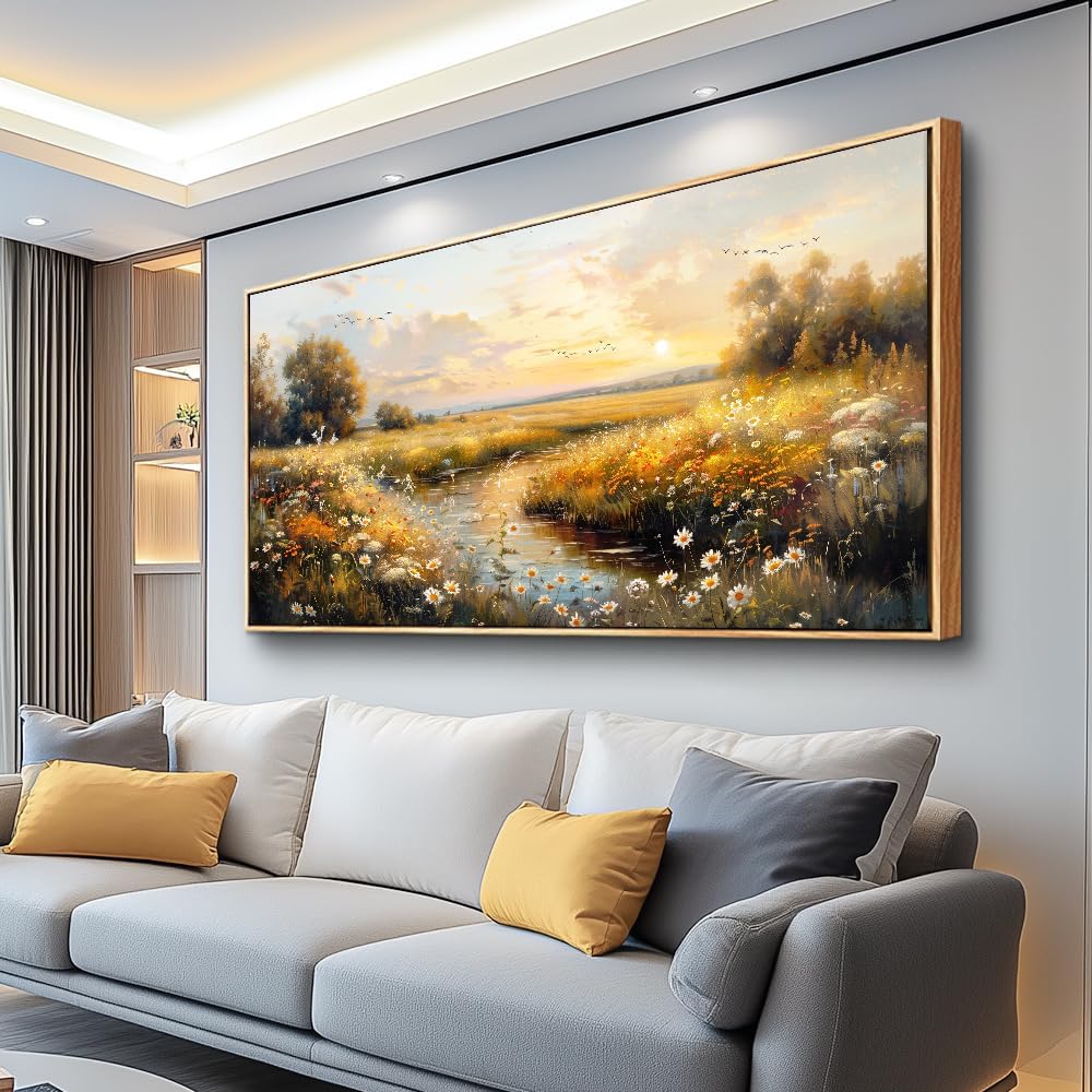 KELIYUAN Large Canvas Wall Decor For Living Room Wall Art For Bedroom Pastoral Landscape Murals Farmhouse Dining Room Wall Painting Office Home Decorations Stretched And Framed Aesthetics 30"X60"