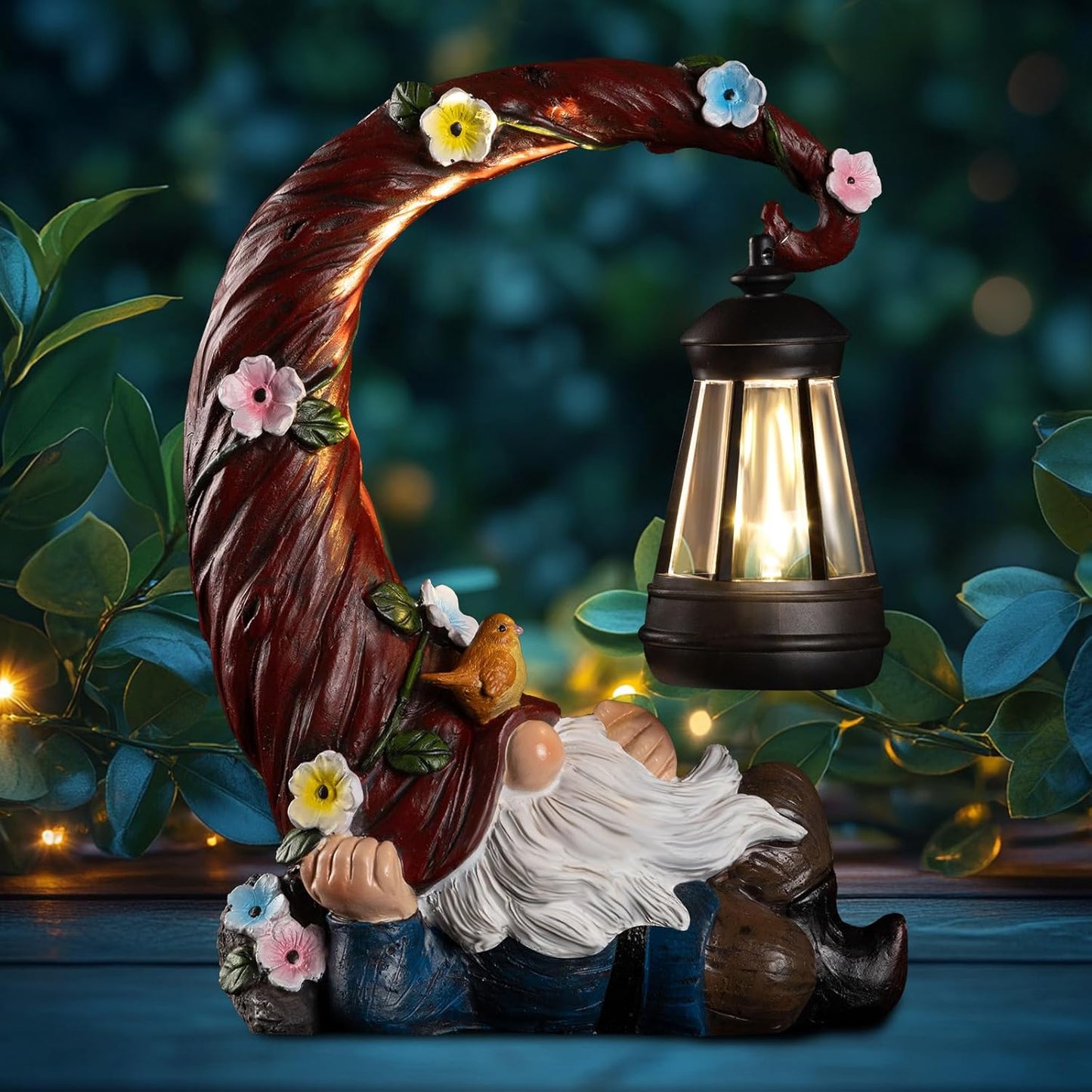 Garden Gnomes Outdoor Statues with Solar Light Funny Gnome Decor Gifts for Women Mom Gnomes Decorations for Home Patio Lawn Yard Garden Decor