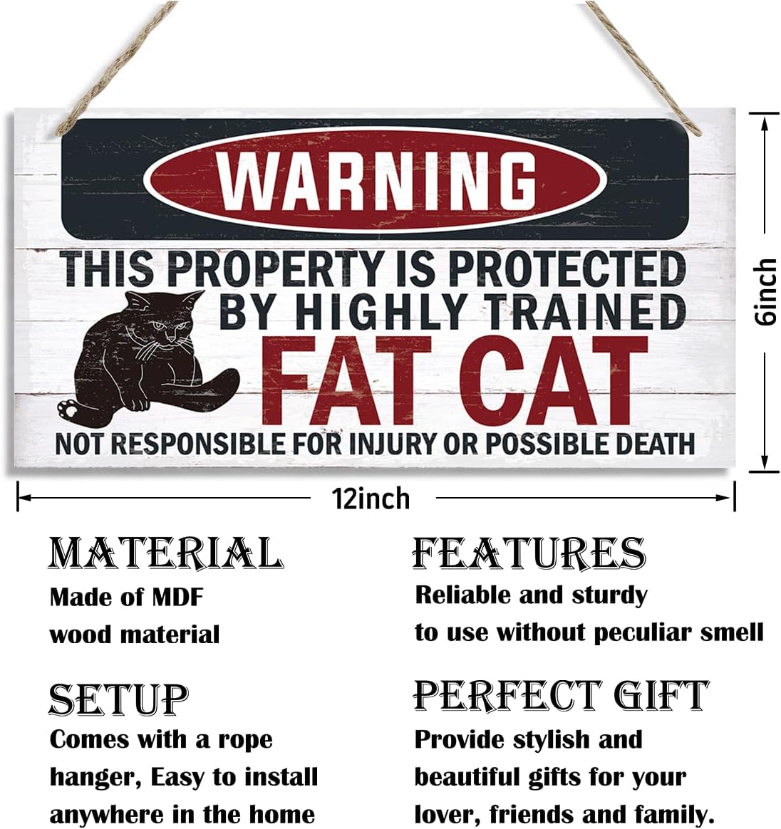 Funny Warning Signs, The Property is Protected By Highly Trained Fat Cat Sign, Decorative Wood Hanging Wood Plaque, Cute Cat Door Sign, Cat Owner Home Decor, Front Door Decor for Porch