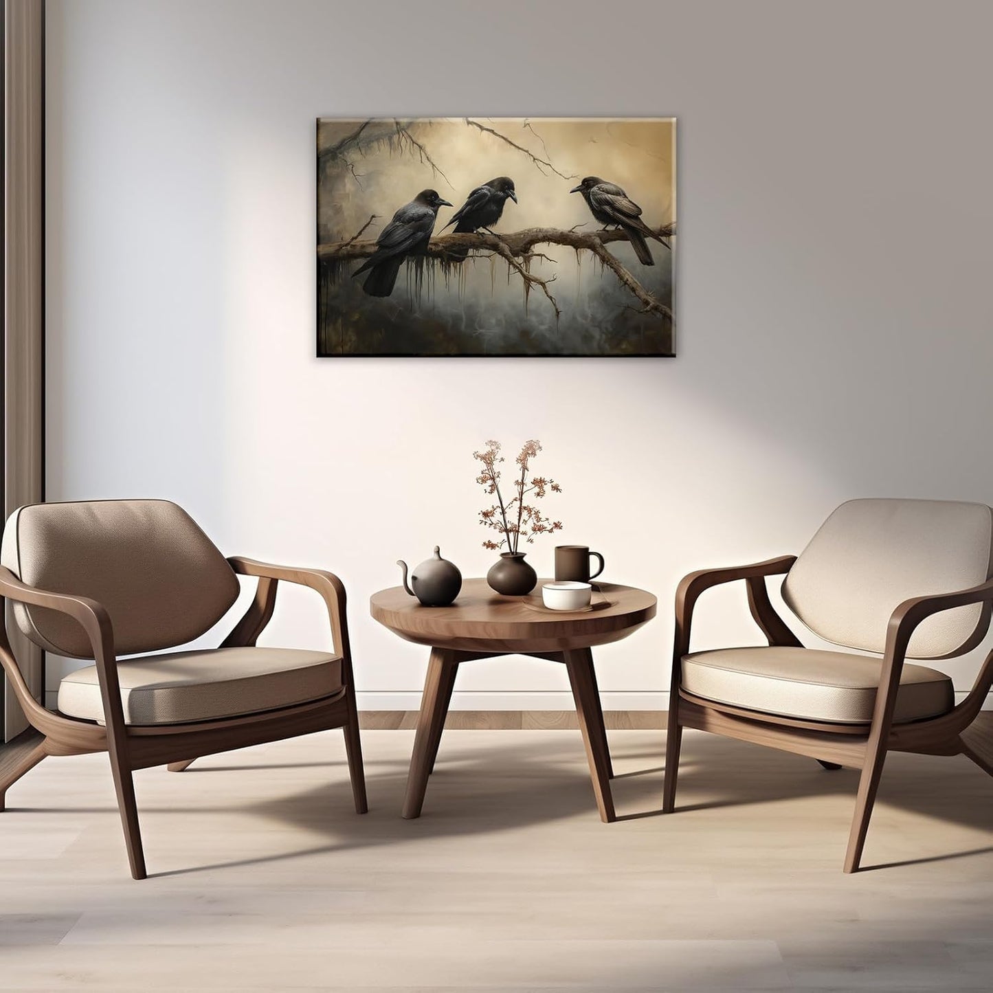 OAAPITI Halloween Decor Vintage Crow Wall Art Retro Art Poster Creepy Raven Picture Print Horrid Cemetery Painting Artwork Home Wall Decor(Artwork-4,28"x42")