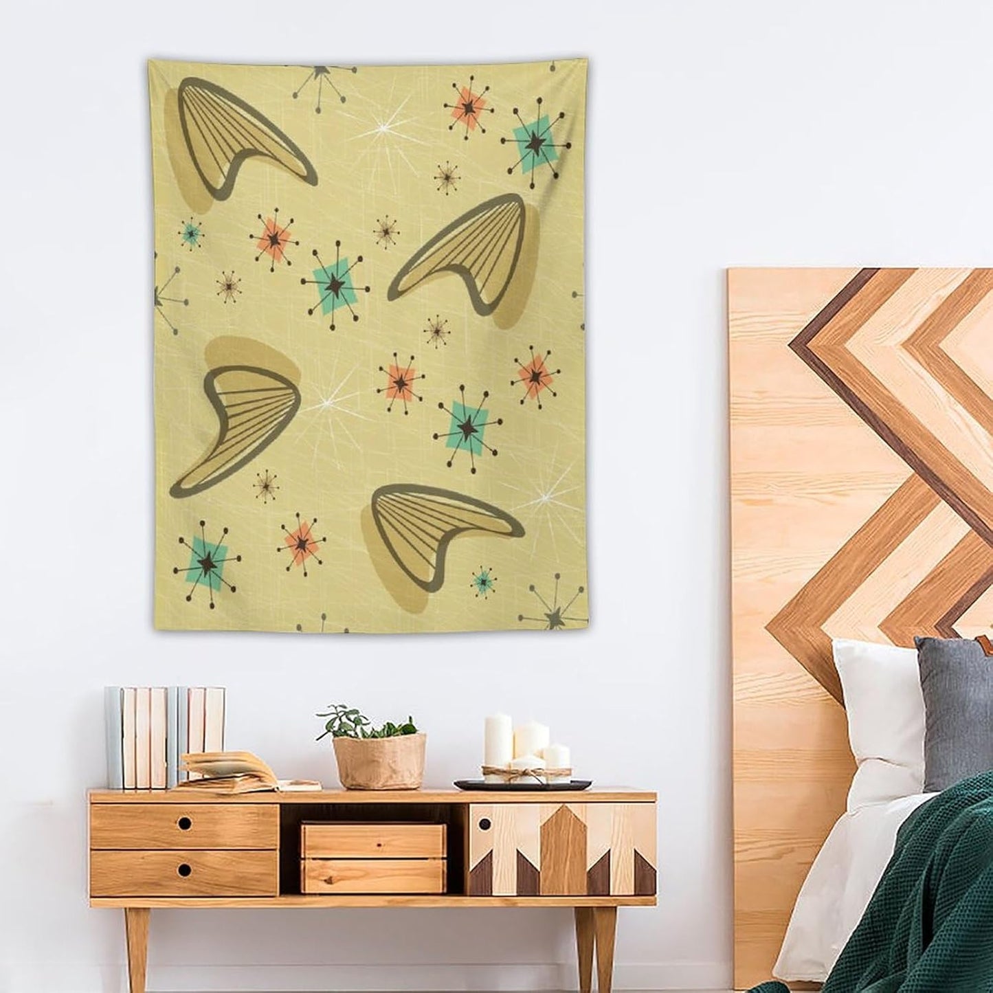 ICMOLYYENLO Boho Medieval Cat Tapestry, Abstract Atomic Starburst Geometric Aesthetic Art Wall Hanging For Bedroom Living Room Dormitory 60x60 Inches