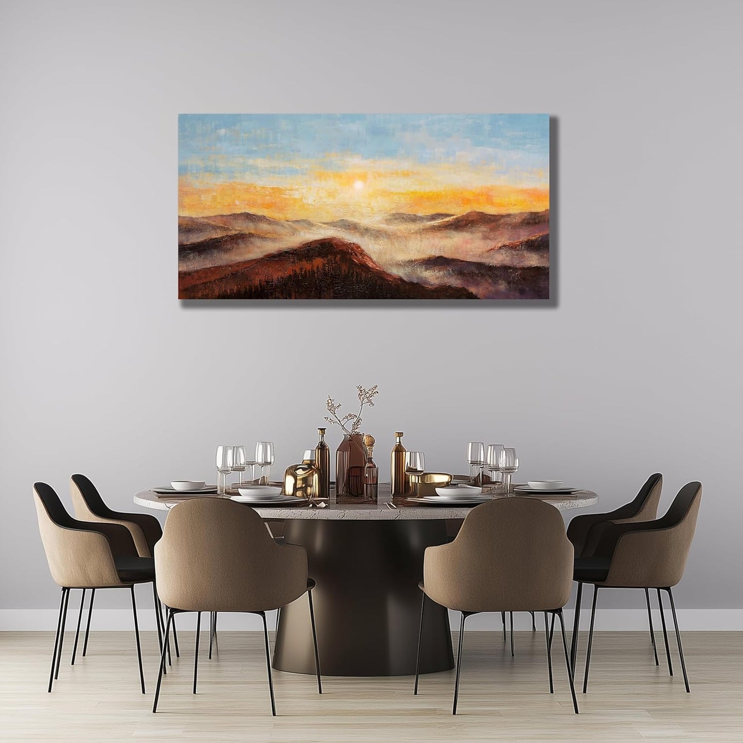 Belmrxne Large Nature Painting Yellow and Pink Wall Decor Trendy Wall Art Hanging Artwork for Living Room Bedroom Dining Room Office Home Decor 30x60 inch