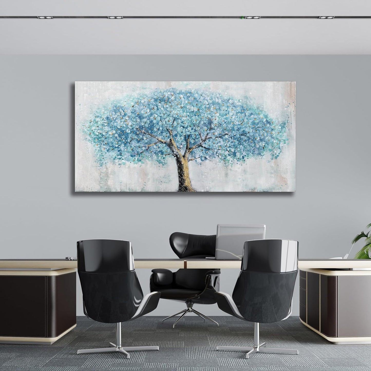 Yuaxker Tree Wall Art Blue and Gold Canvas Painting Modern Aesthetic Wall Decor Spiritual Artwork for Living Room Bedroom Dining Room Office Home Decor 20x40inch