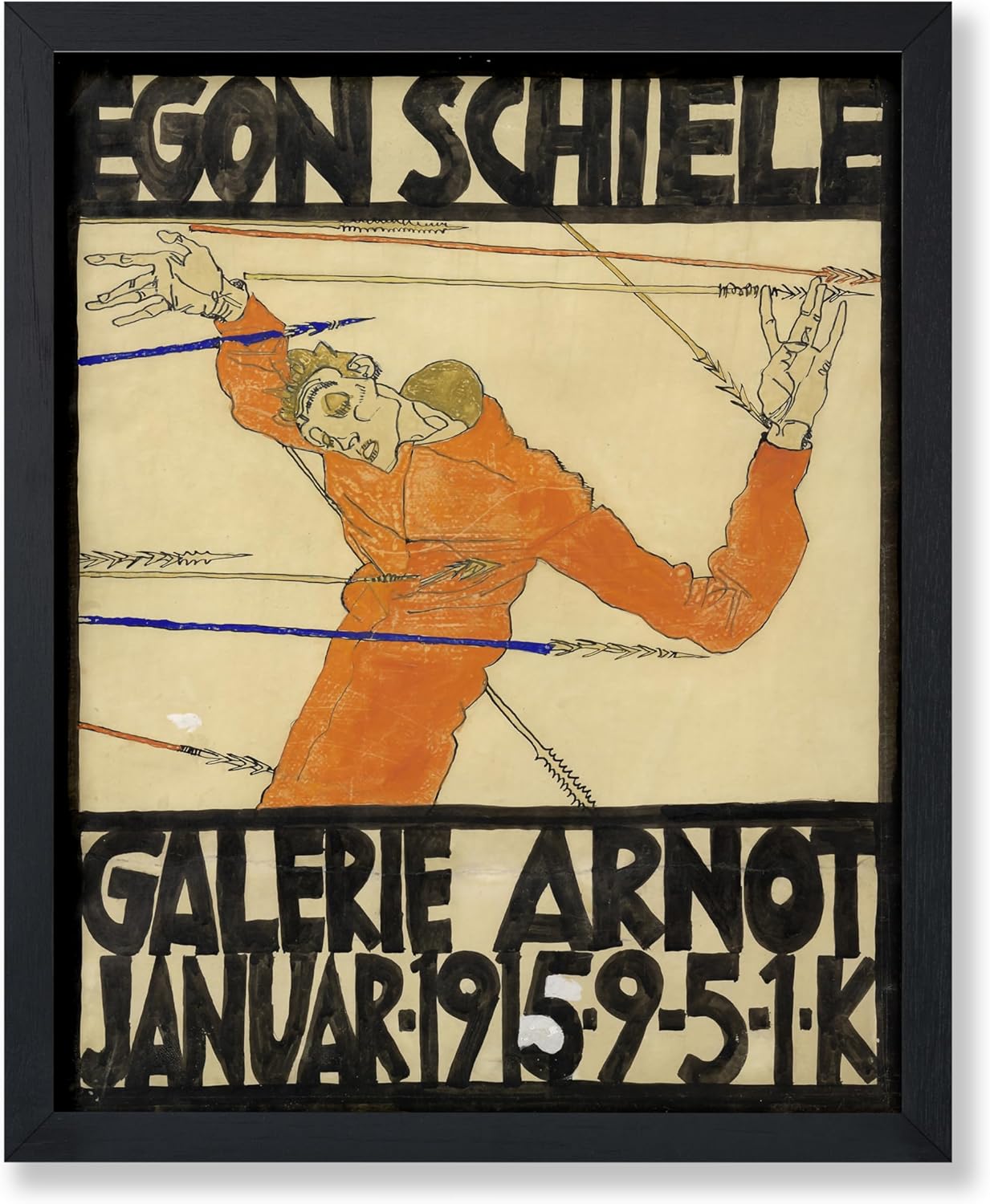 Poster Master Vintage Painting Poster - Retro Expressionism Print - Self Portrait as the Martyred St Sebastian - 16x20 UNFRAMED Wall Art - Gift for Artist, Friend - Wall Decor for Home, Office