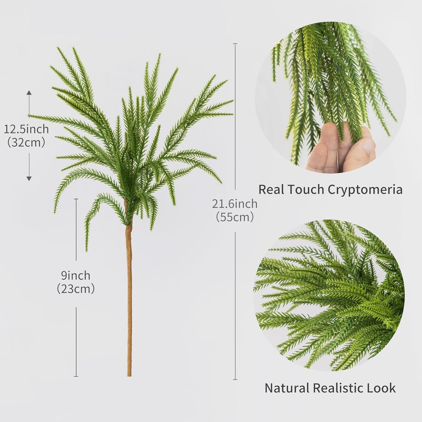 MISSPIN 12 Pcs 21.5 Inches Christmas Norfolk Pine Branches, Norfolk Pine Artificial Christmas Branches DIY Crafts Faux Pine Branches for Xmas Indoor Outdoor Home Decor