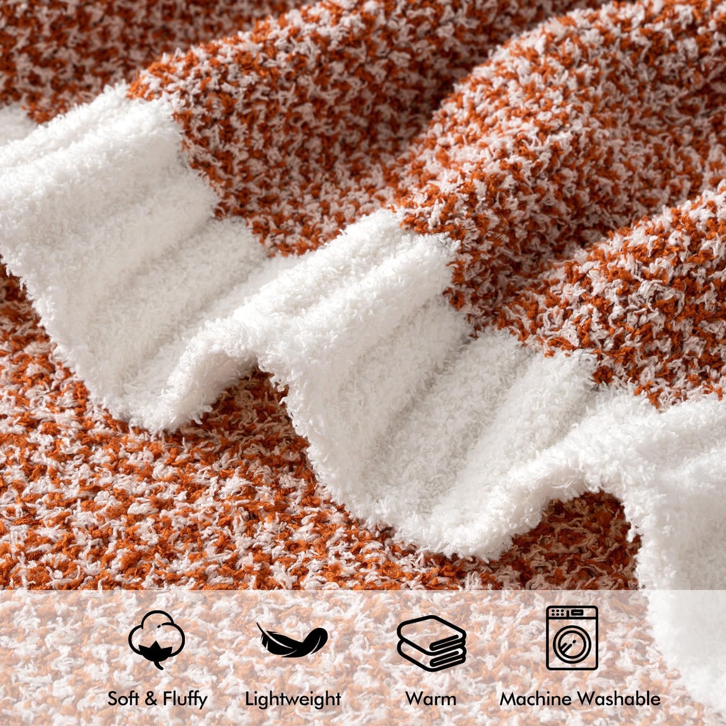 MIULEE Fall Burnt Orange Super Soft Throw Blanket for Bed, Twin Size Cozy Fluffy Warm Blankets Knit Blankets for Couch, Sofa, Chair, Living Room, Camping, Picnic, 60 x 80 inch