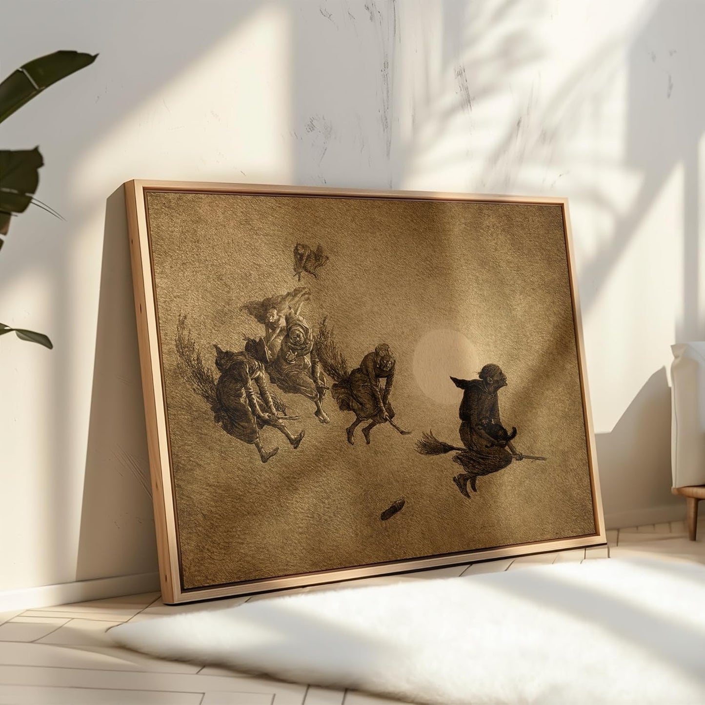 Poster Master Vintage Witches Ride Poster - Retro Flying Witches Print - Halloween Art - Pagan Art - Gift for Men & Women - Gothic Wall Decor for Living Room, Bedroom or Dorm - 16x20 UNFRAMED Wall Art