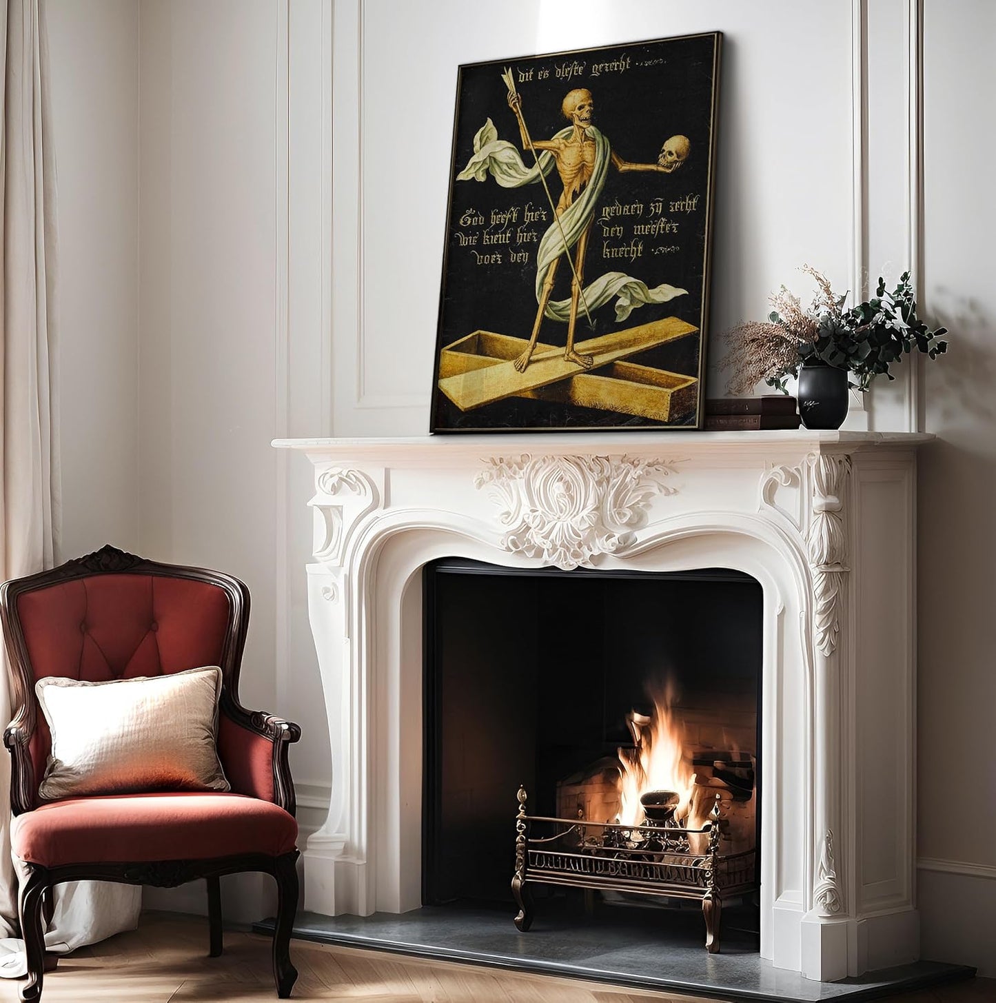 Poster Master Vintage Allegory of Life and Death Poster - Retro Skeleton Print - Halloween Art - Gift for Men & Women - Gothic Wall Decor for Dorm, Living Room or Bedroom - 16x20 UNFRAMED Wall Art