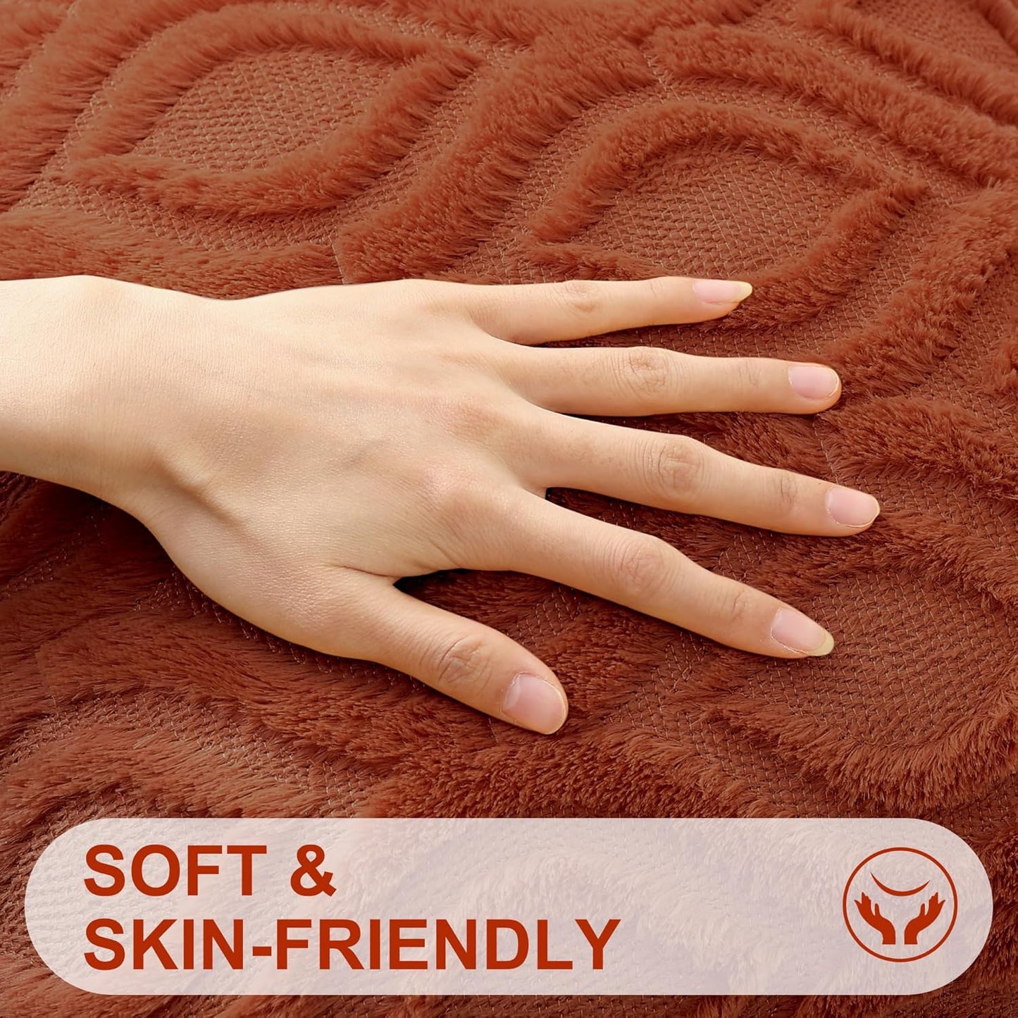 decorUhome Fall Throw Pillow Covers 12x20 Inch Set of 2, Soft Plush Decorative Faux Fur Rust Solid Couch Pillow Covers, Accent Farmhouse Neutral Lumbar Euro Pillow Cases for Sofa Bed Living Room