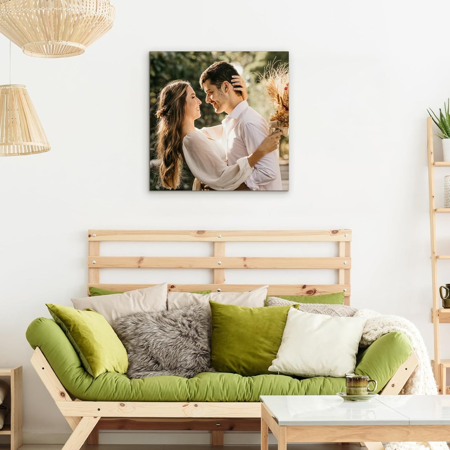 WayToLight Custom Canvas Prints with Your Photos Framed Personalized Picture Canvas Prints Wall Art Ideal for Home Decor Christmas Family Gifts (20" x 20")