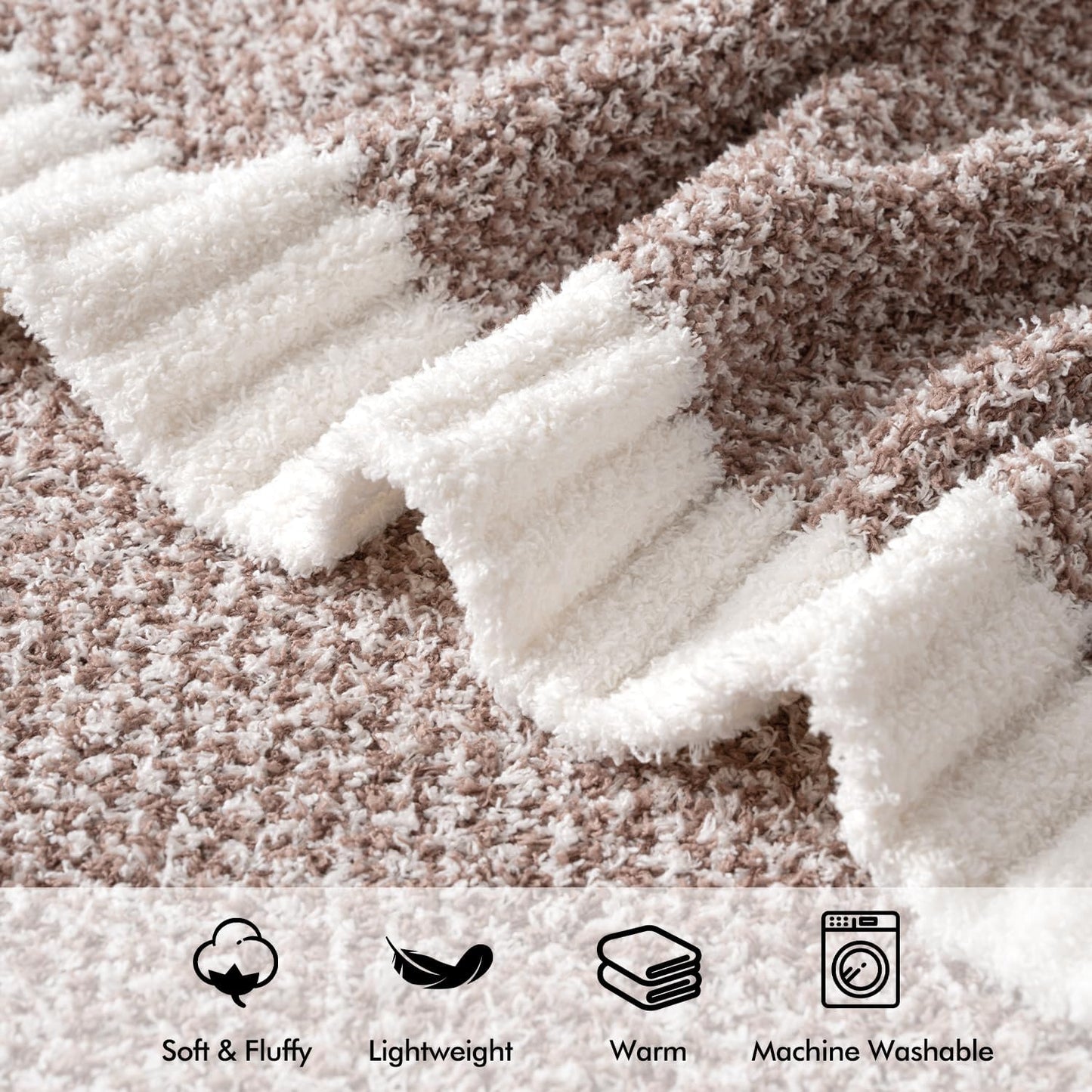 MIULEE Taupe Super Soft Throw Blanket for Couch, Cozy Fluffy Warm Throws Knit Blankets for Sofa, Bed, Chair, Living Room, Camping, Picnic, 50 x 60 inch